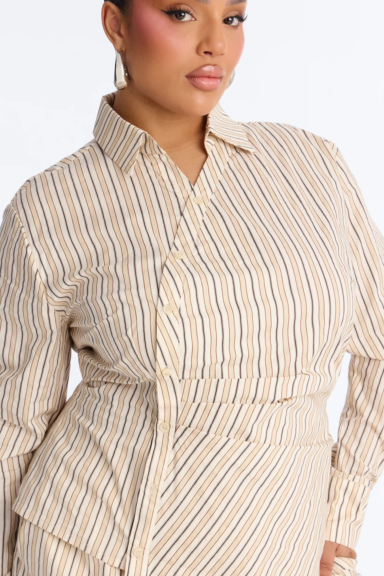 Margot Wrap Pinstripe Pant Set - Cream/combo - Image 7