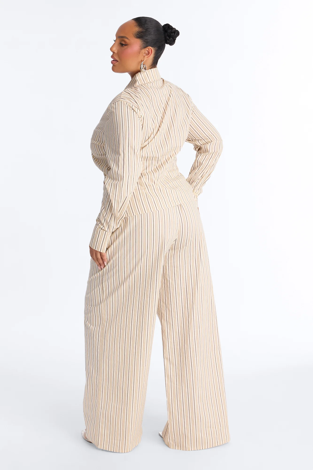 Margot Wrap Pinstripe Pant Set - Cream/combo - Image 8