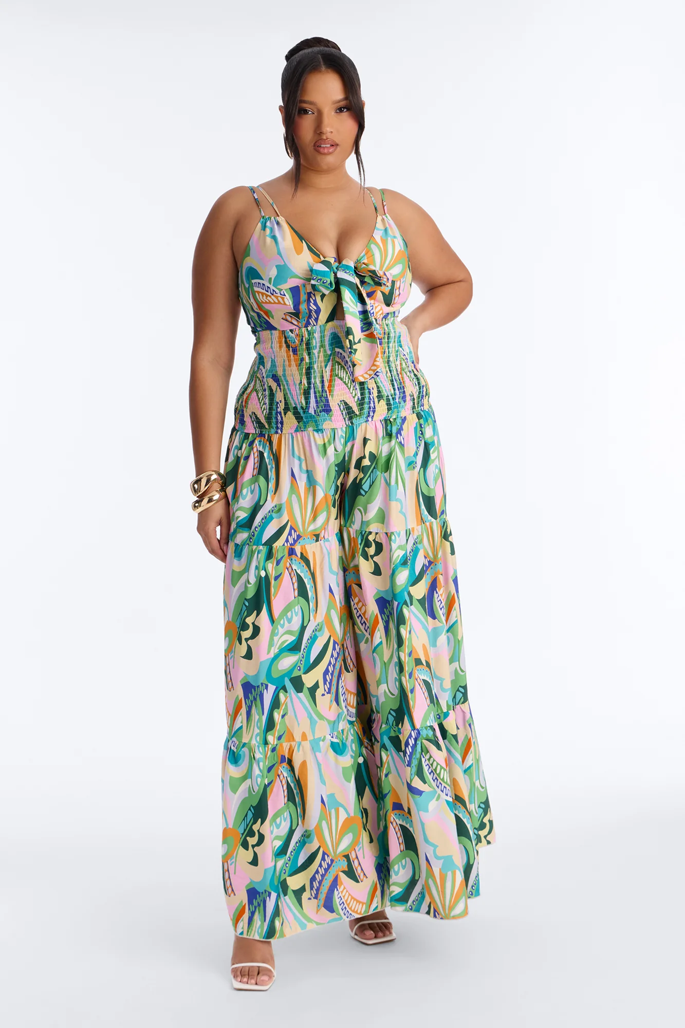 Mari Tiered Wide Leg Jumpsuit - Multi Color - Image 5