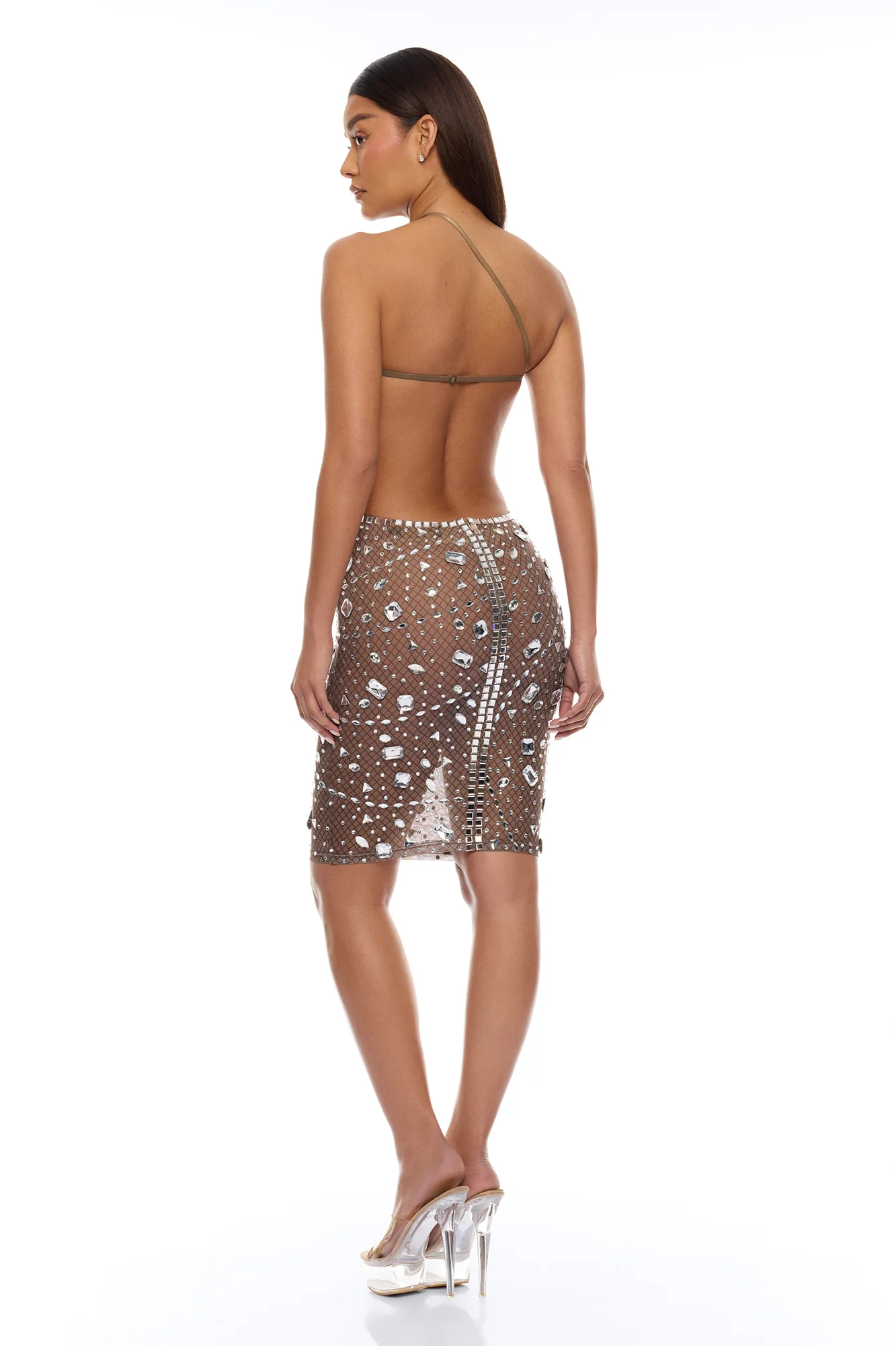 Maria Rhinestone Midi Dress - Nude/combo - Image 6