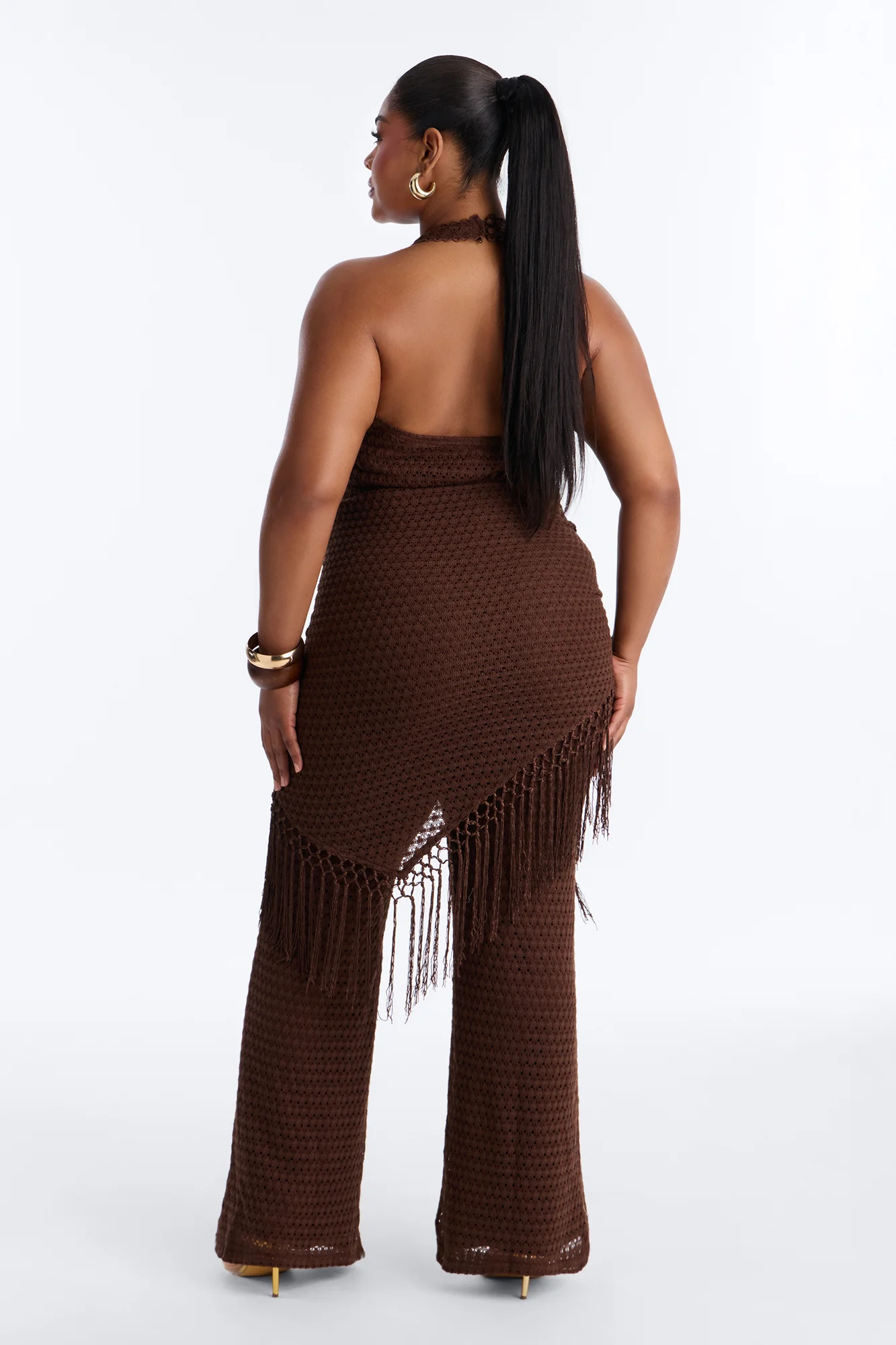 Mariah Jumpsuit And Tie Waist Scarf Set - Chocolate - Image 8