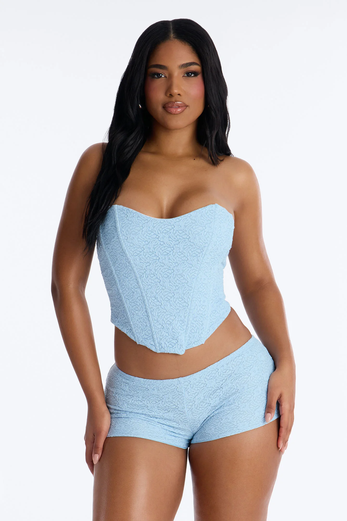Maribel Lace Short Set - Light Blue