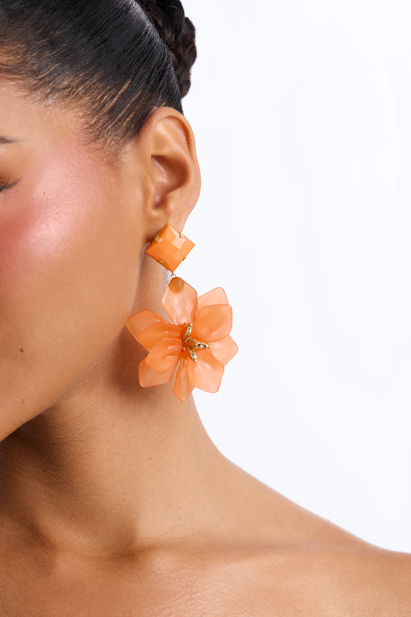 Maribelle Floral Drop Earrings - Orange