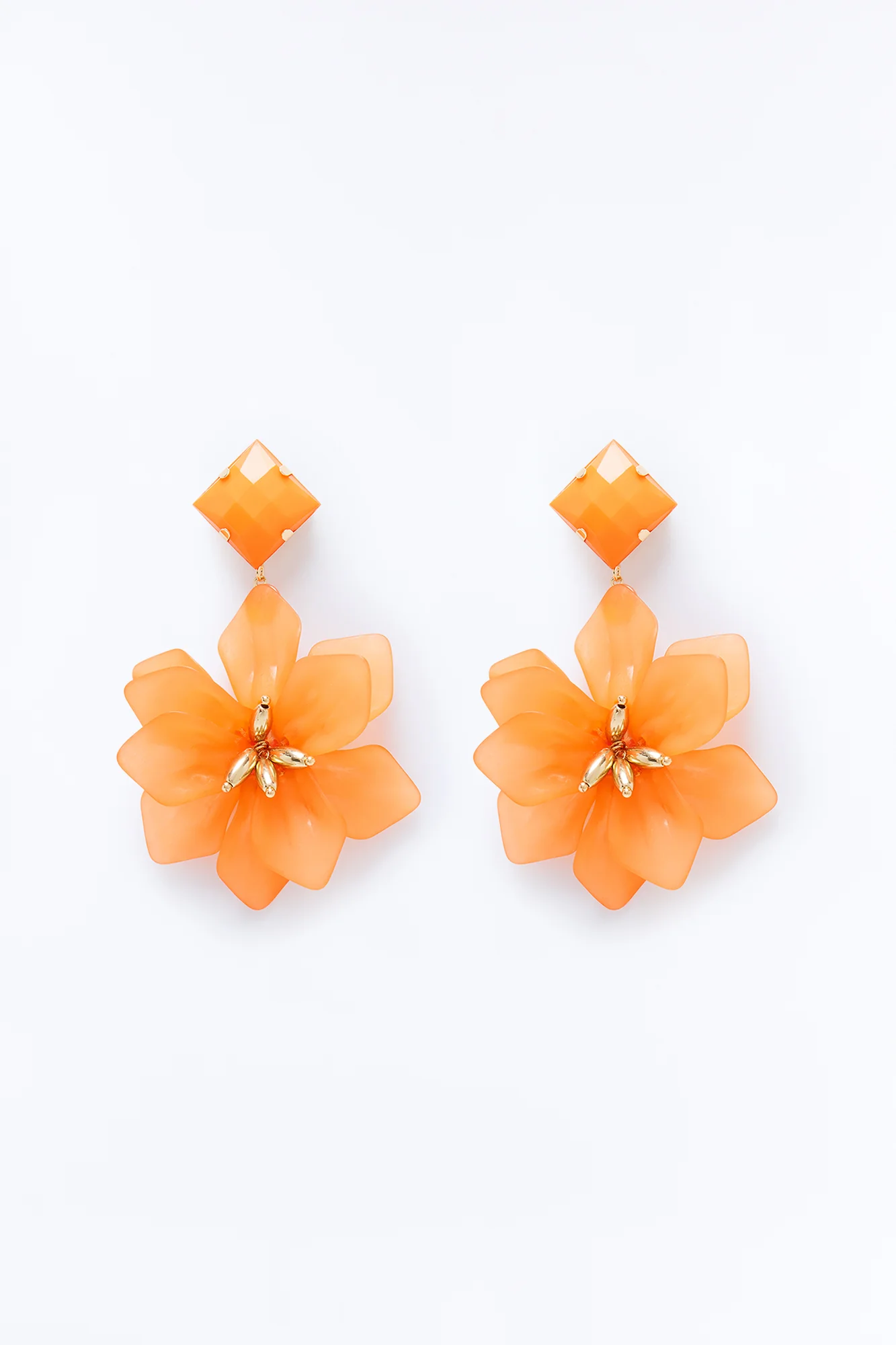 Maribelle Floral Drop Earrings - Orange - Image 3