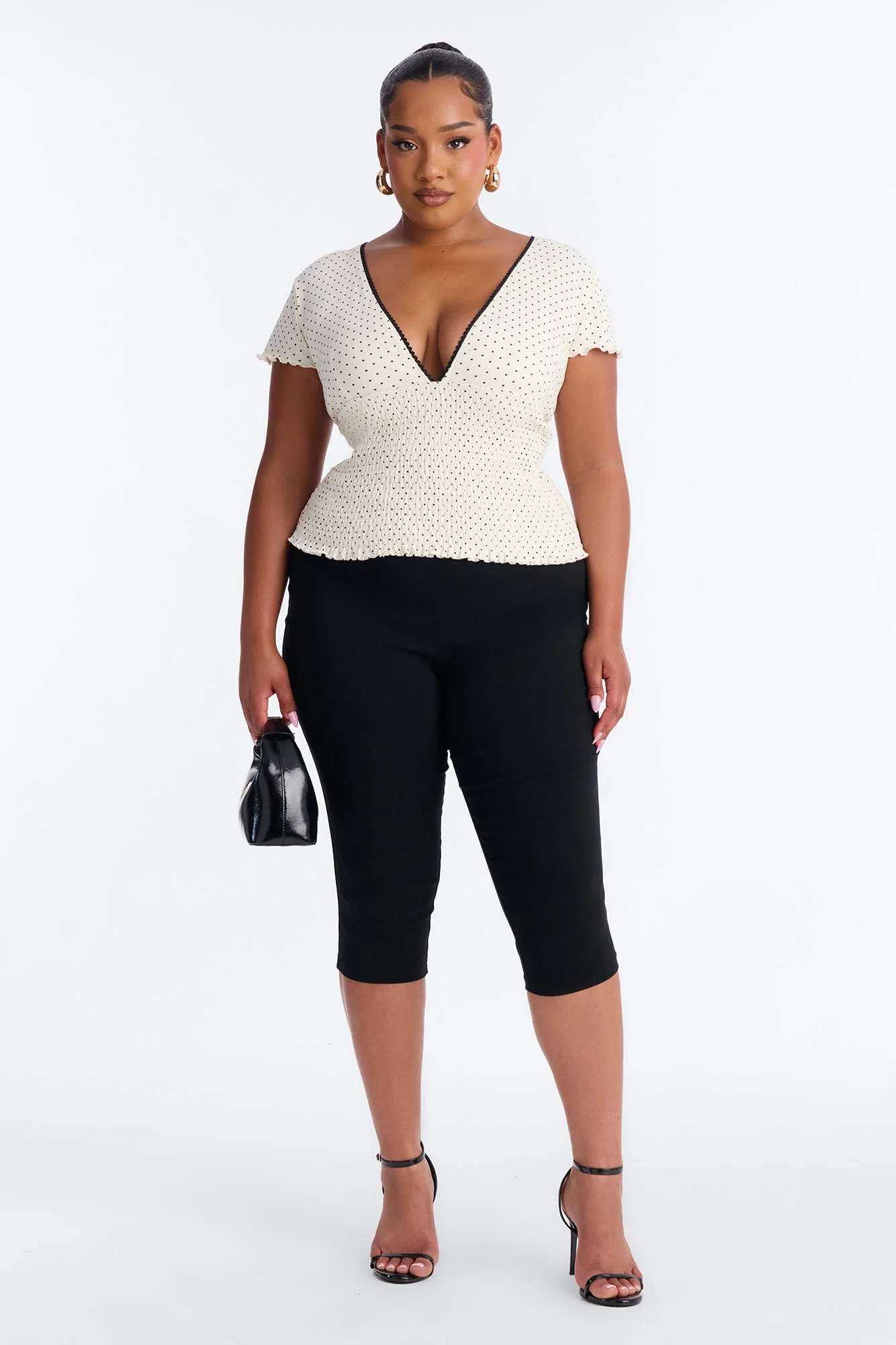 Marie Polka Dot Short Sleeve Smocked Top - White/combo - Image 5