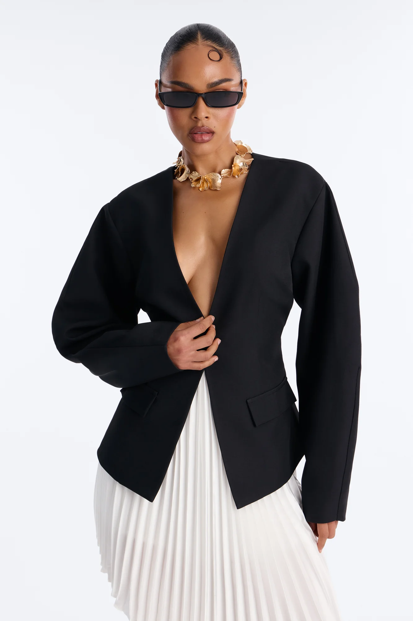 Mariella Barrel Sleeve Blazer - Black
