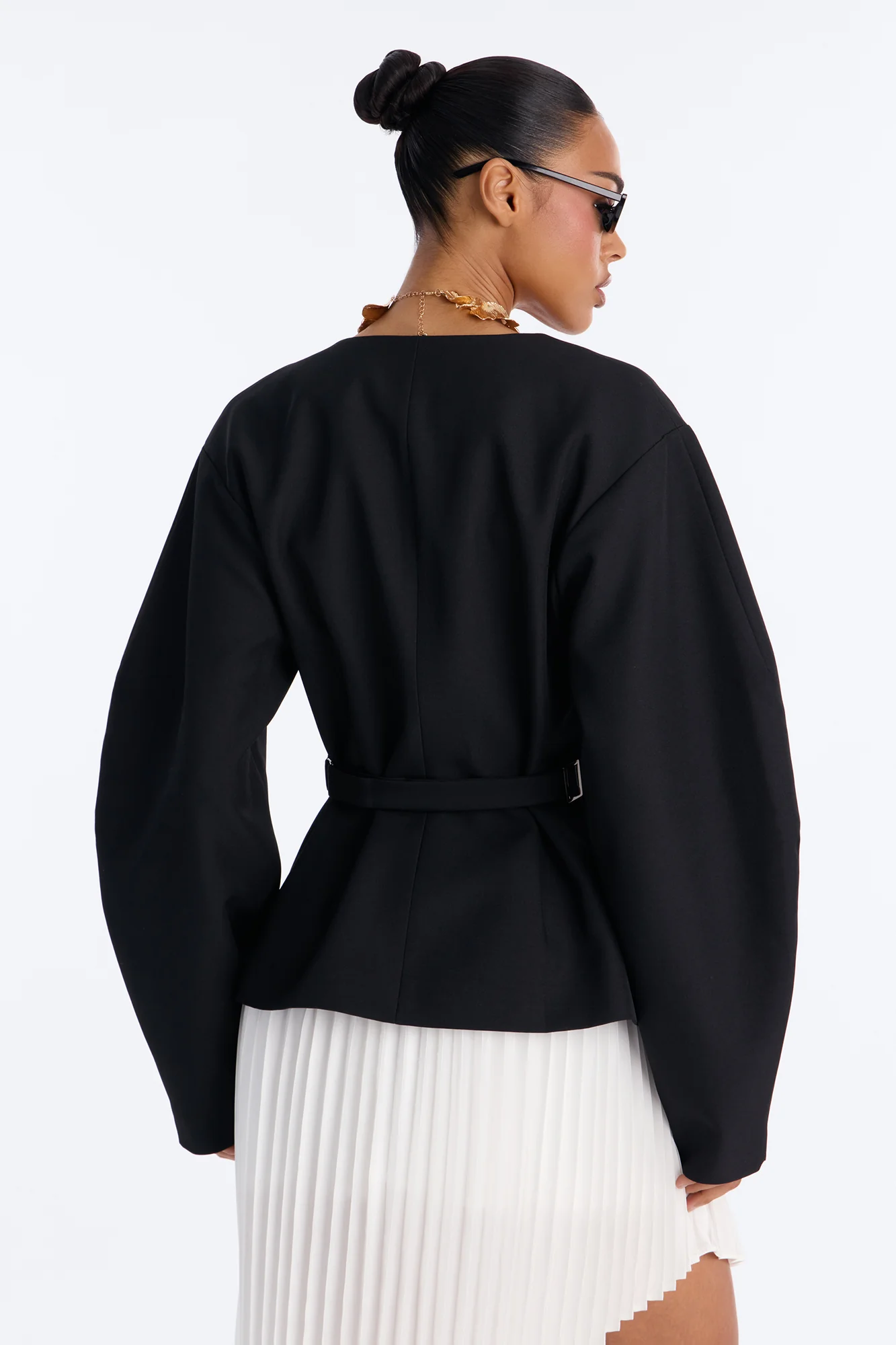 Mariella Barrel Sleeve Blazer - Black - Image 4
