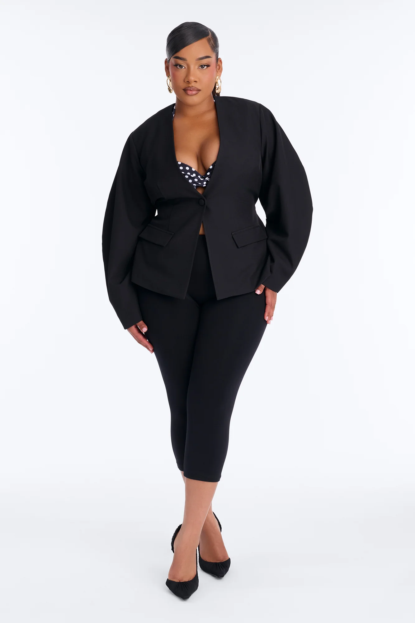 Mariella Barrel Sleeve Blazer - Black - Image 6