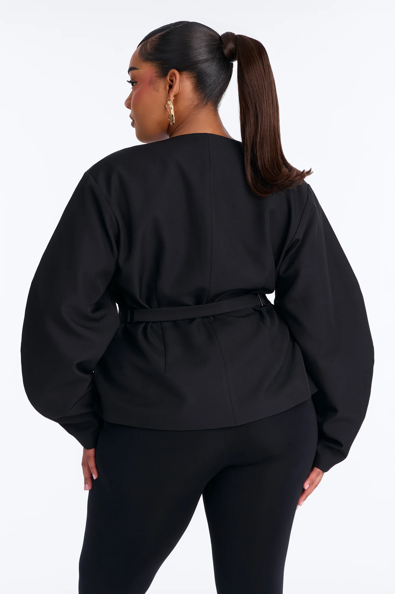 Mariella Barrel Sleeve Blazer - Black - Image 8