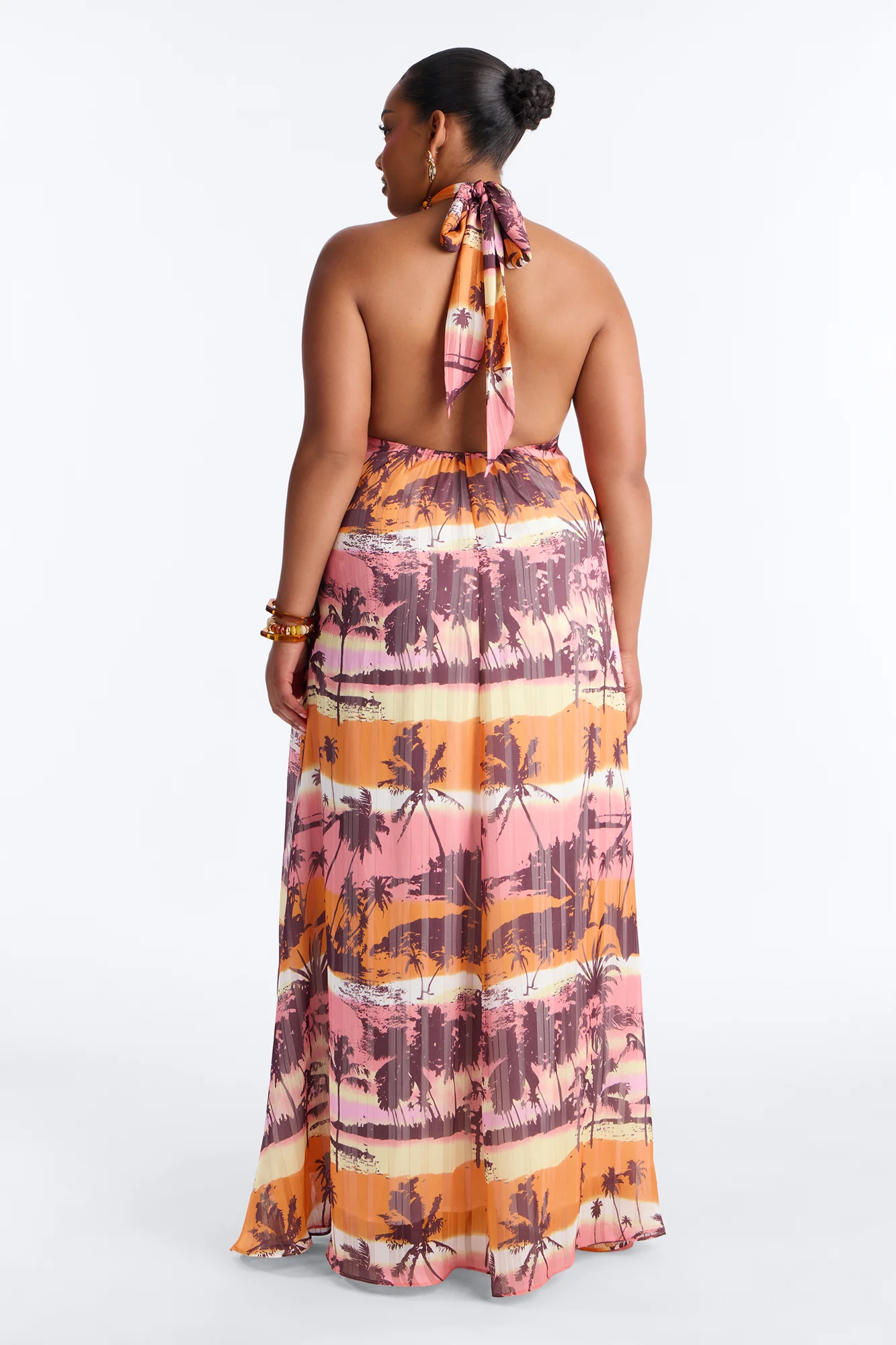 Marigold Sleeveless Chiffon Maxi Dress - Orange/combo - Image 8