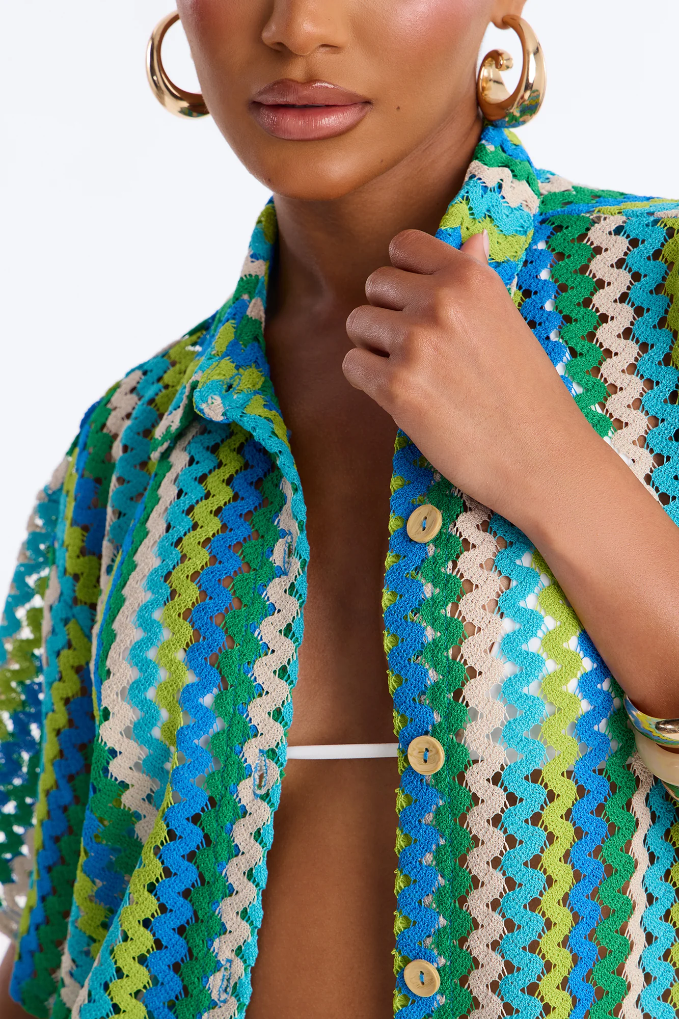 Marimar Crochet Short Set - Green/combo - Image 3