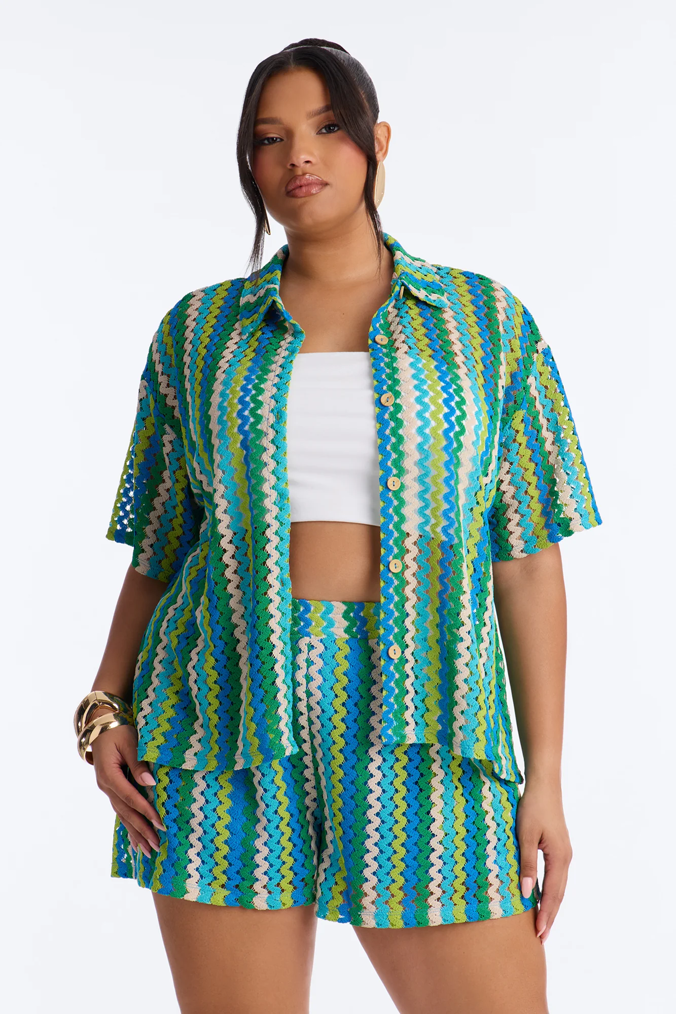 Marimar Crochet Short Set - Green/combo - Image 6