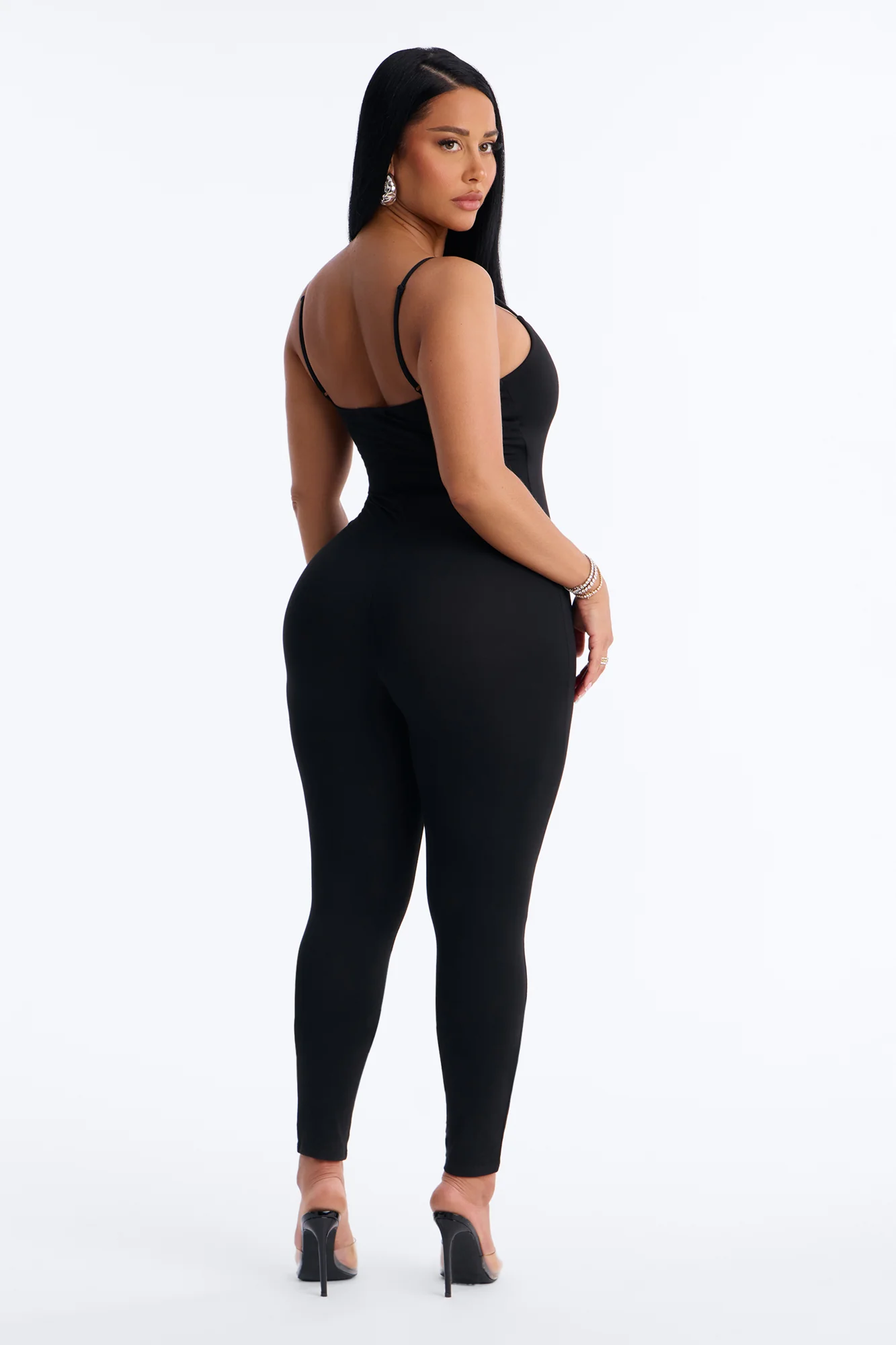 Marina Built In Bra Cami Catsuit - Black - Image 4