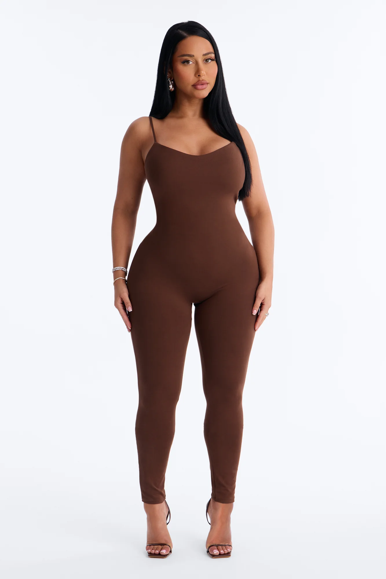 Marina Built In Bra Cami Catsuit - Chocolate