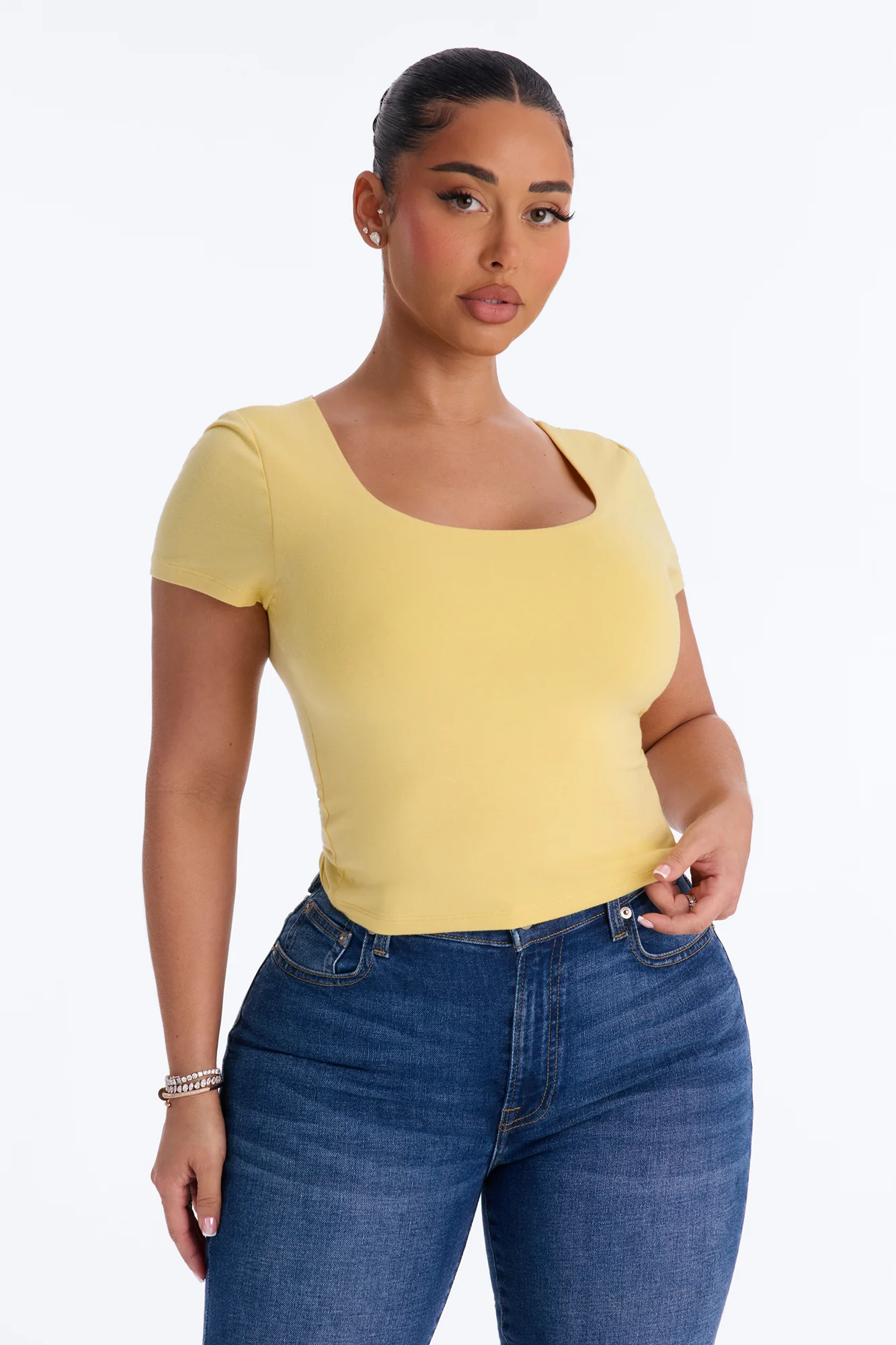 Marissa Double Lined Basic Top - Butter Yellow