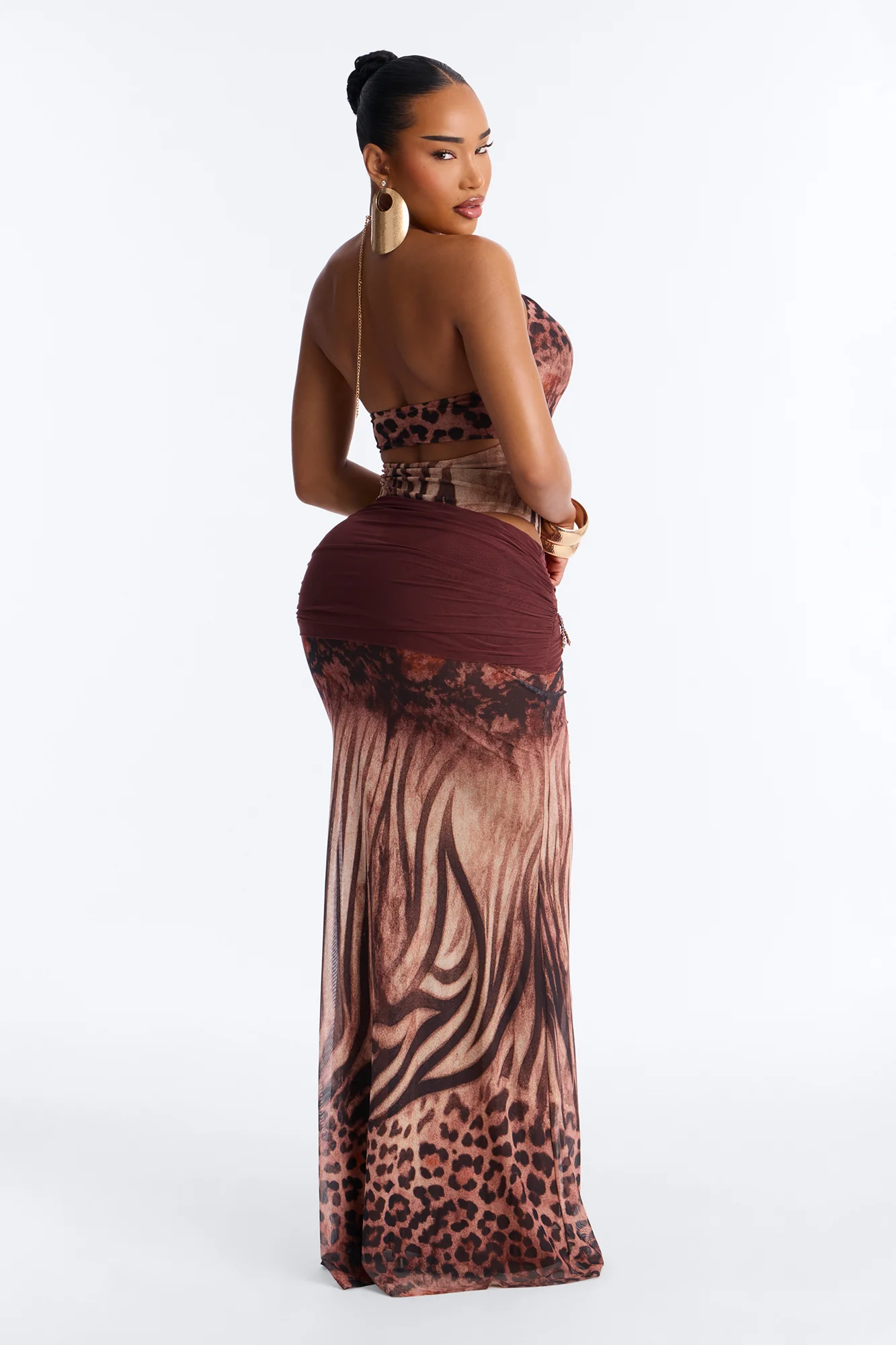 Marissa Hardware Maxi Skirt Set - Brown/combo - Image 6