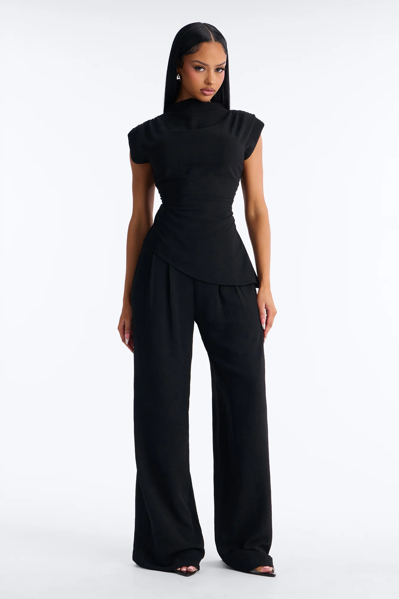 Marissa Ruched Pant Set - Black