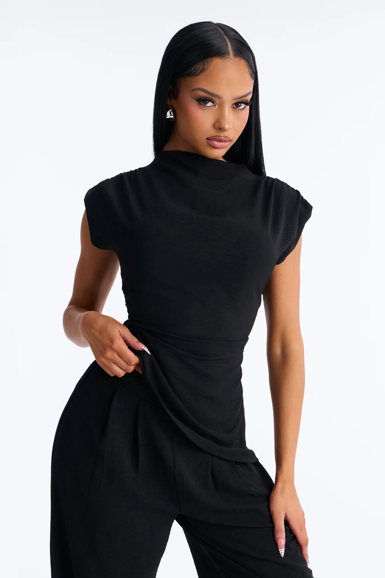 Marissa Ruched Pant Set - Black - Image 2