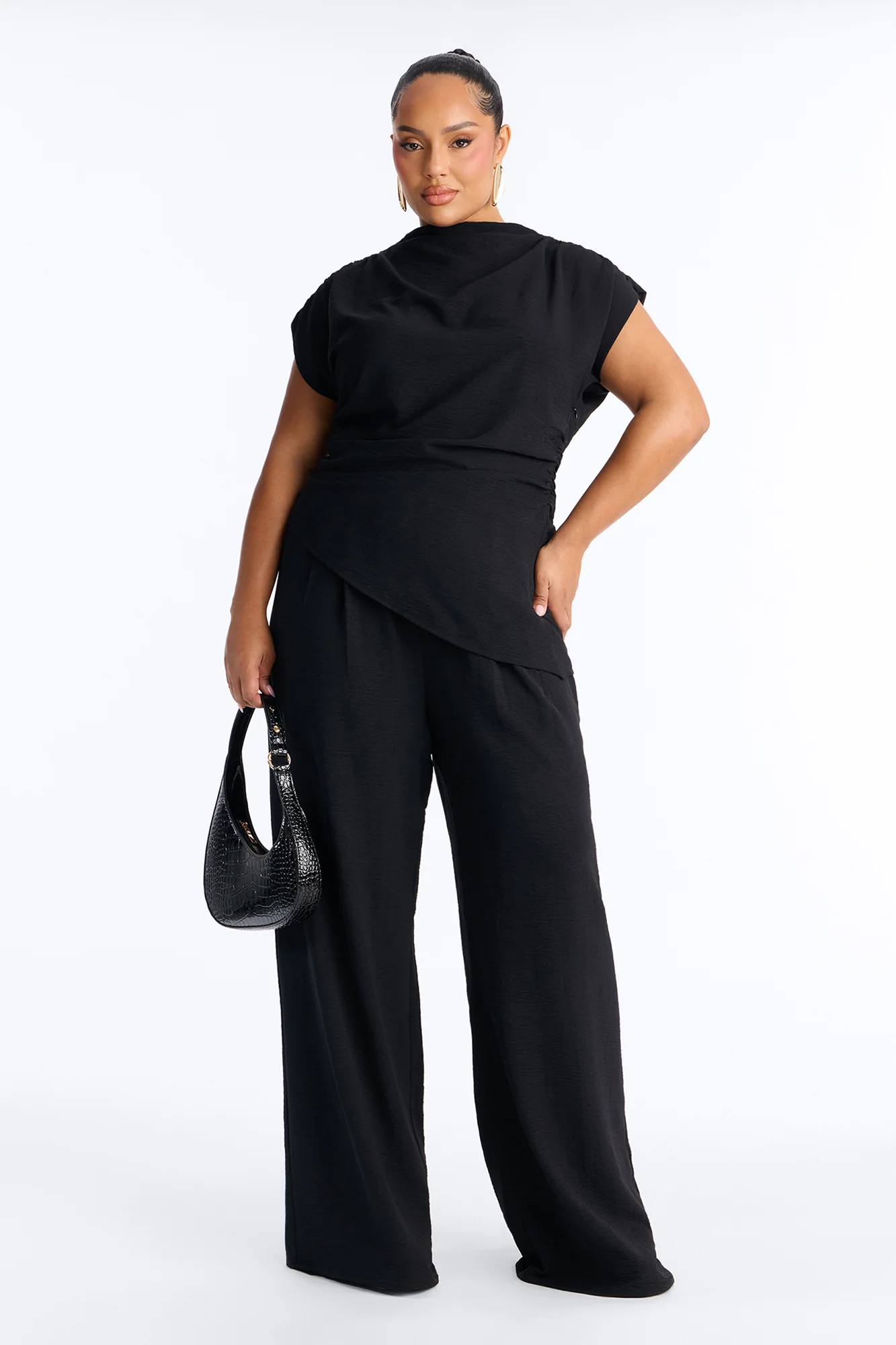 Marissa Ruched Pant Set - Black - Image 5