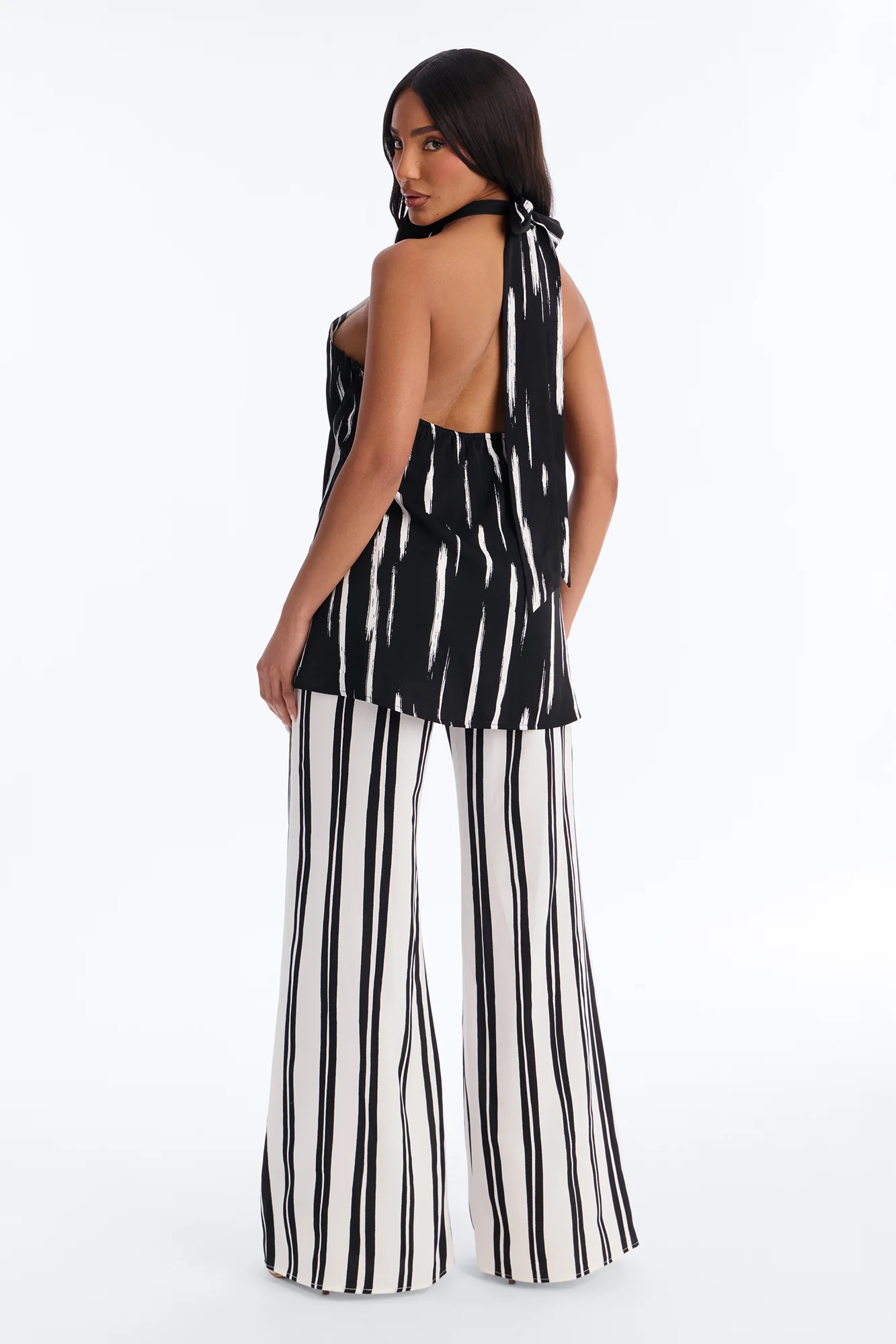 Mariyah Striped Wide Leg Jumpsuit - Black/White - Image 4