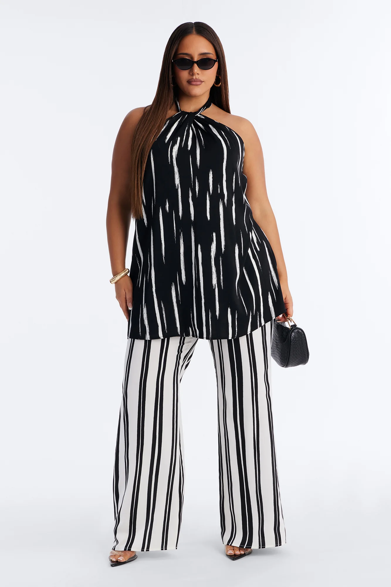 Mariyah Striped Wide Leg Jumpsuit - Black/White - Image 5