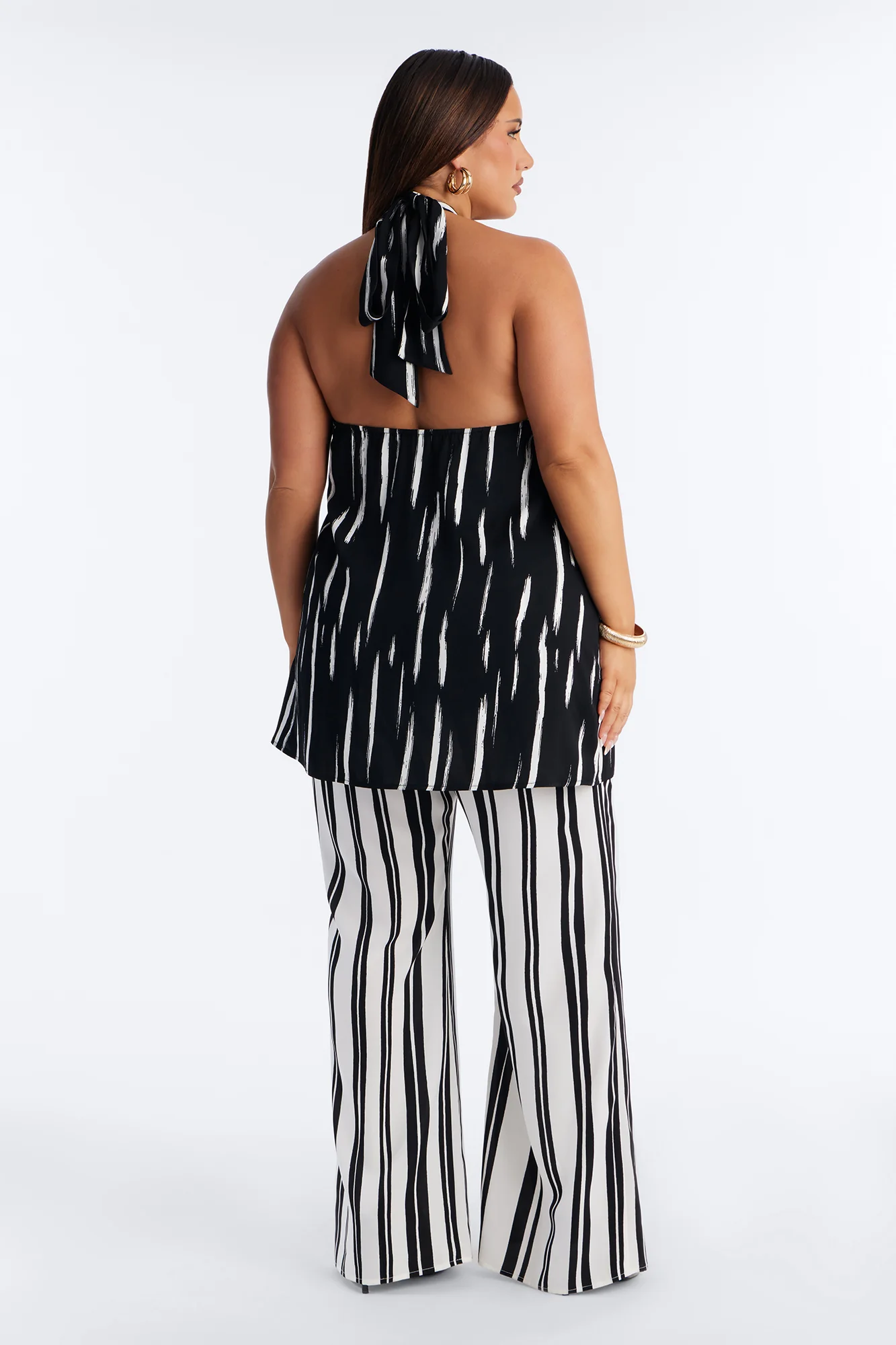 Mariyah Striped Wide Leg Jumpsuit - Black/White - Image 7