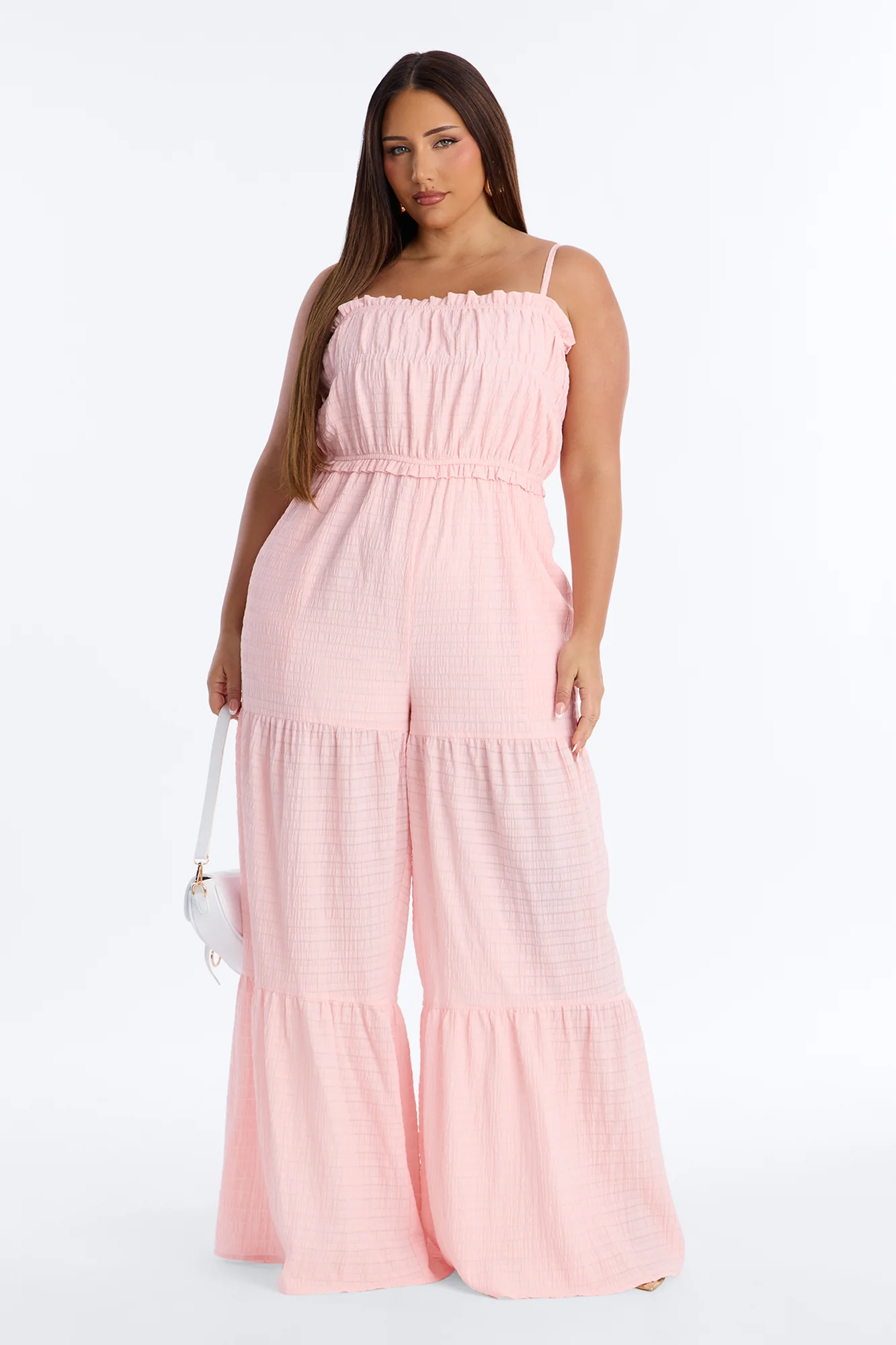 Marla Tiered Wide Leg Jumpsuit - Pink - Image 5