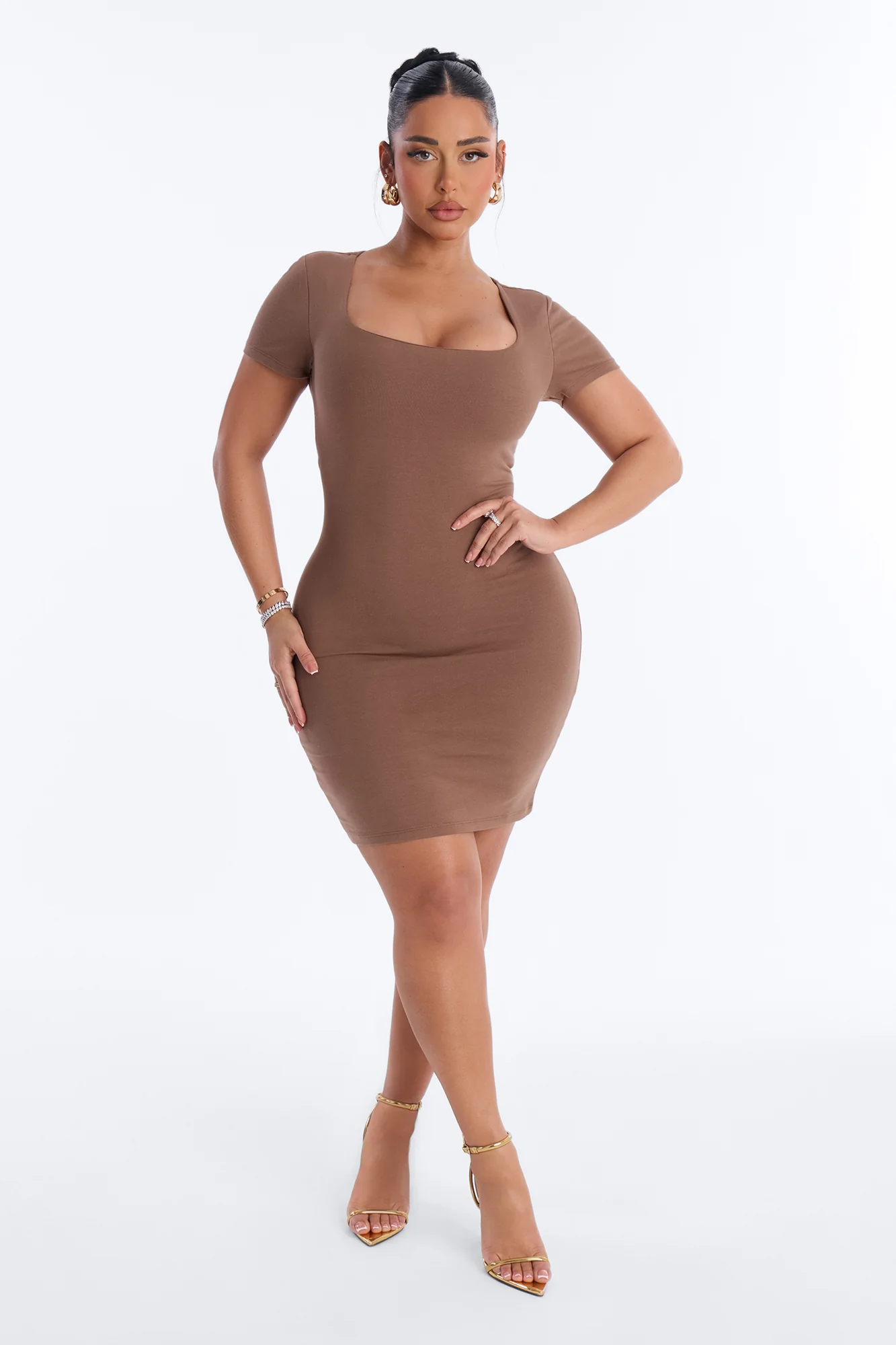 Marlee Double Lined Mini Dress - Brown