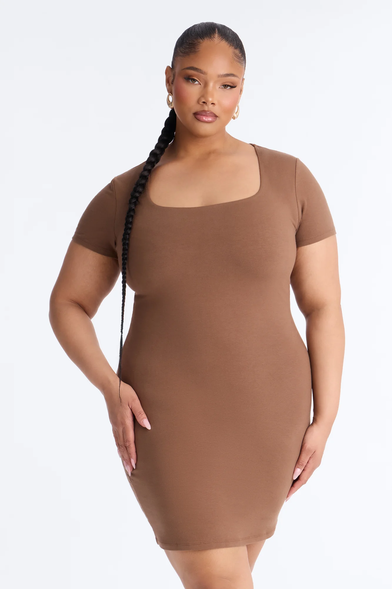 Marlee Double Lined Mini Dress - Brown - Image 4