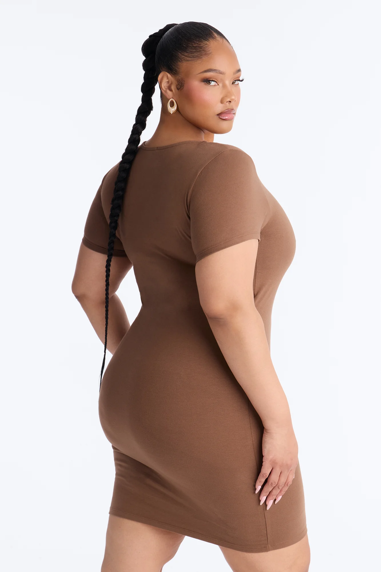 Marlee Double Lined Mini Dress - Brown - Image 6