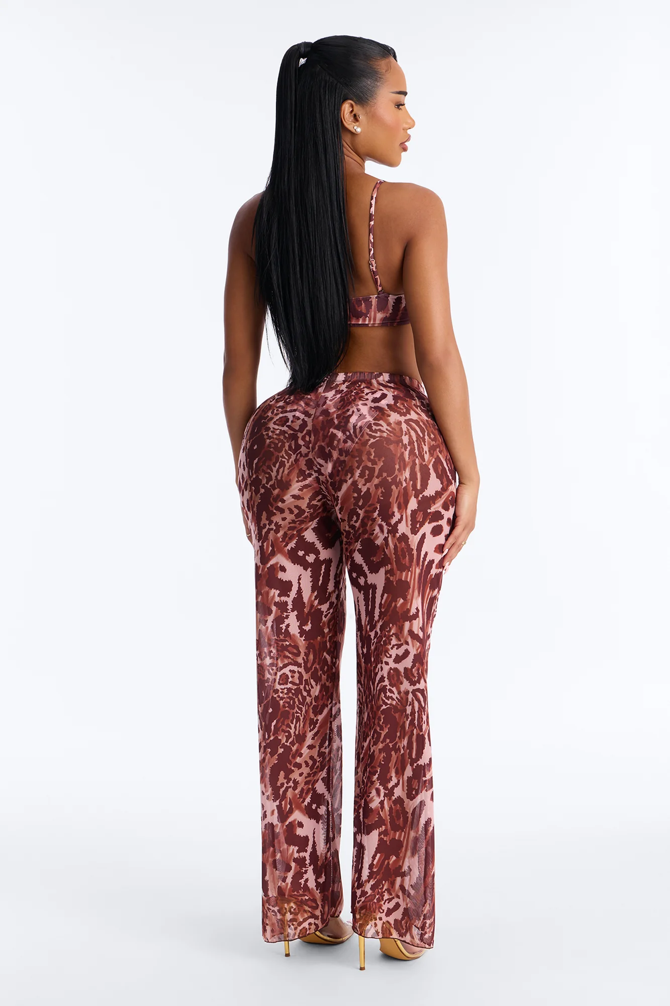 Marley Animal Print 3 Piece Triangle Bikini Pant Set - Pink/combo - Image 5