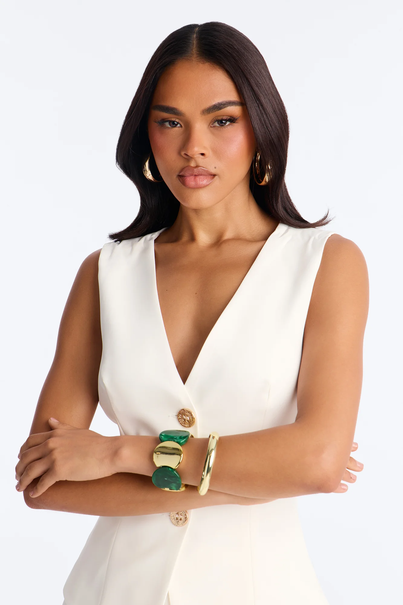 Marmalade 2 Piece Bracelet Set - Gold/Green - Image 2