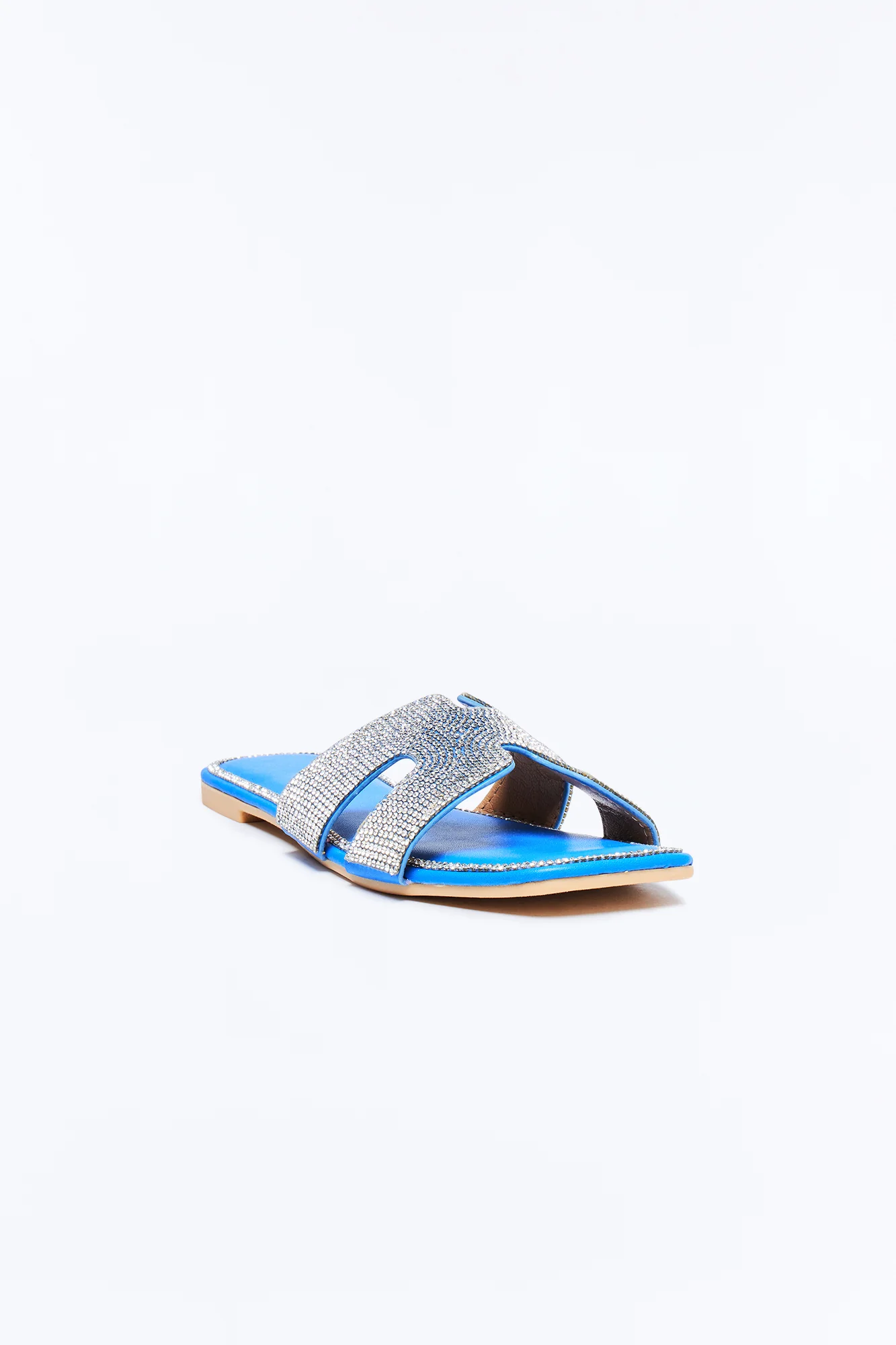 Marta Rhinestone Slip On Sandals - Royal - Image 2