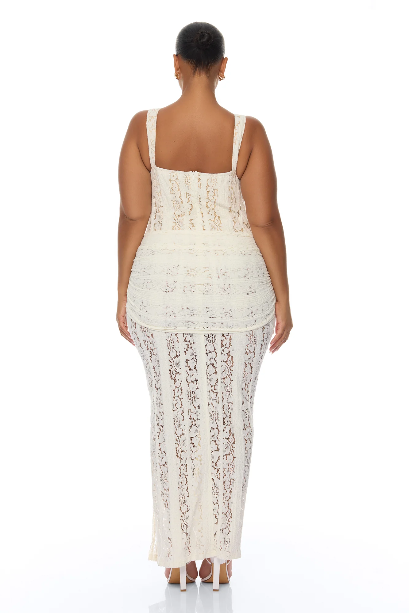 Martina Draped Lace Maxi Dress - Ivory - Image 8