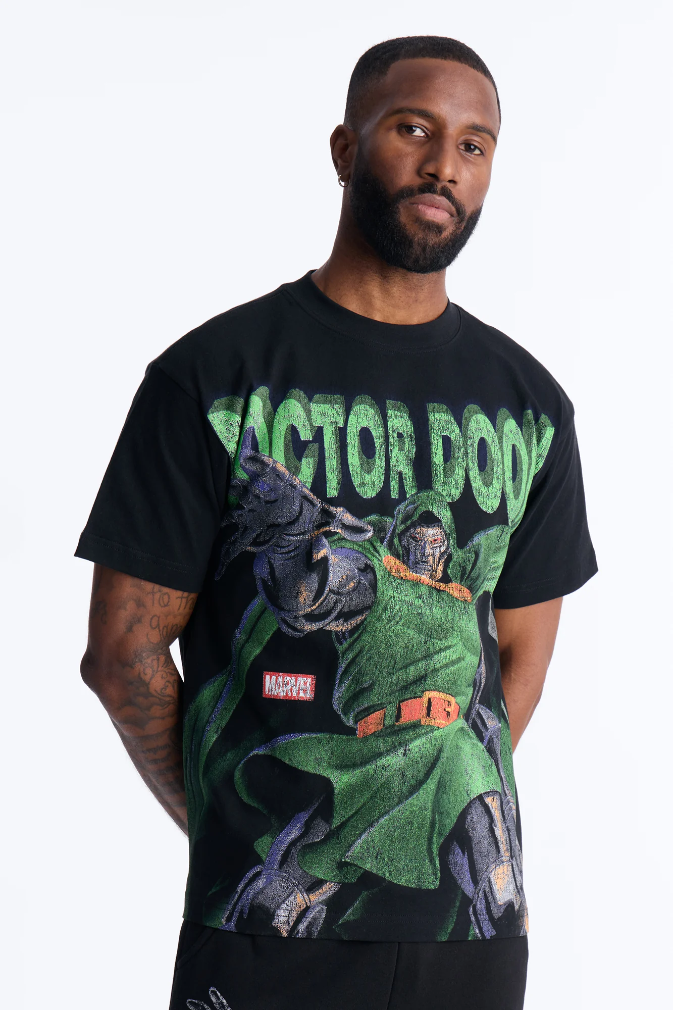 Marvel Dr Doom Heavy Weight Boxy Short Sleeve Tee - Black