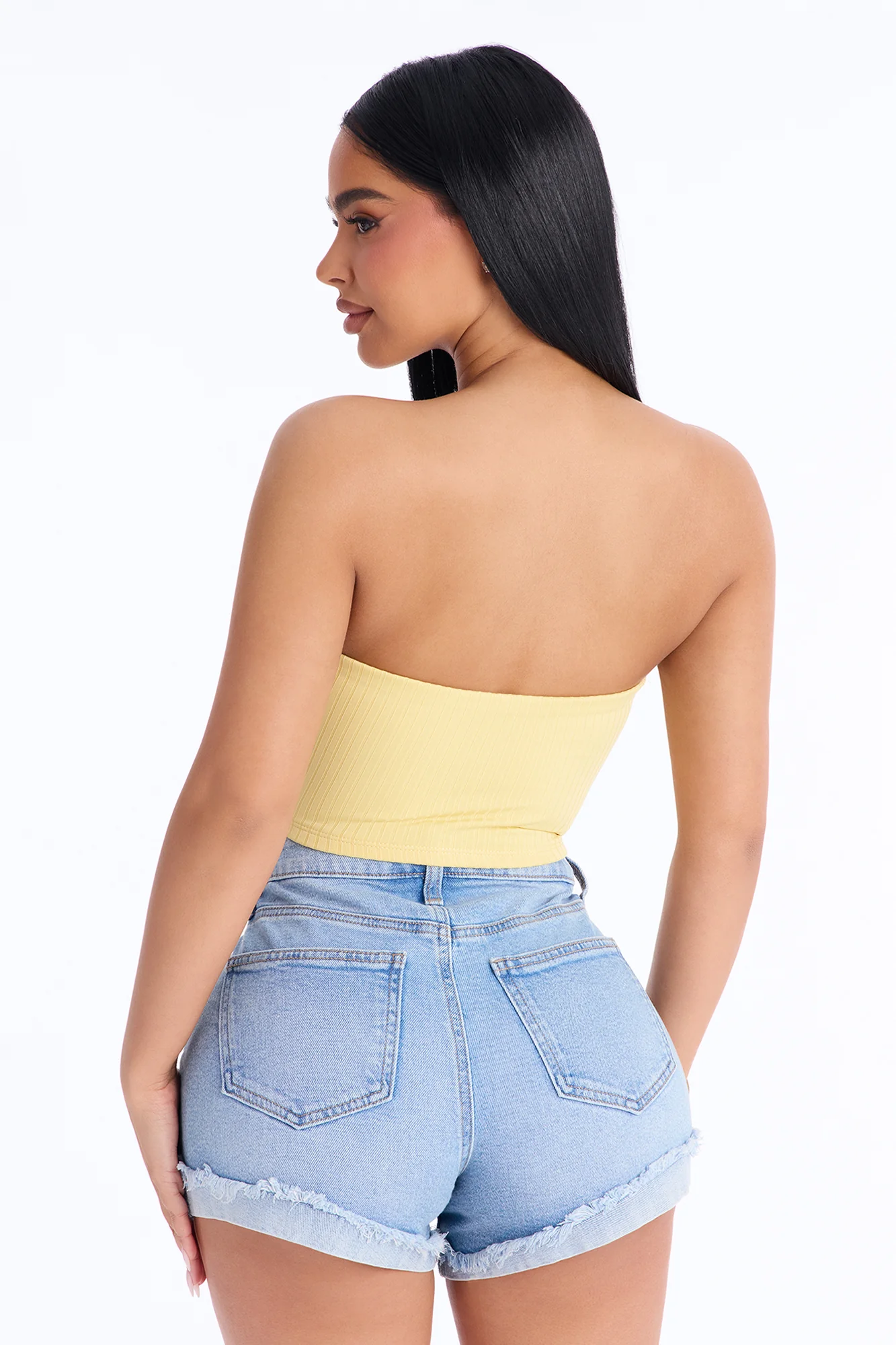 Masha Double Lined Ribbed Tube Top - Butter Yellow - Image 4