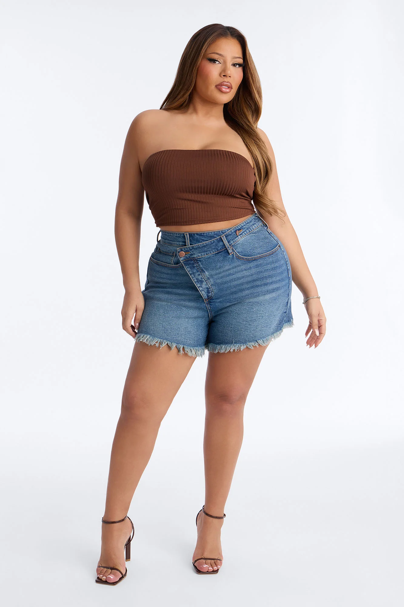 Masha Double Lined Ribbed Tube Top - Chocolate - Image 6