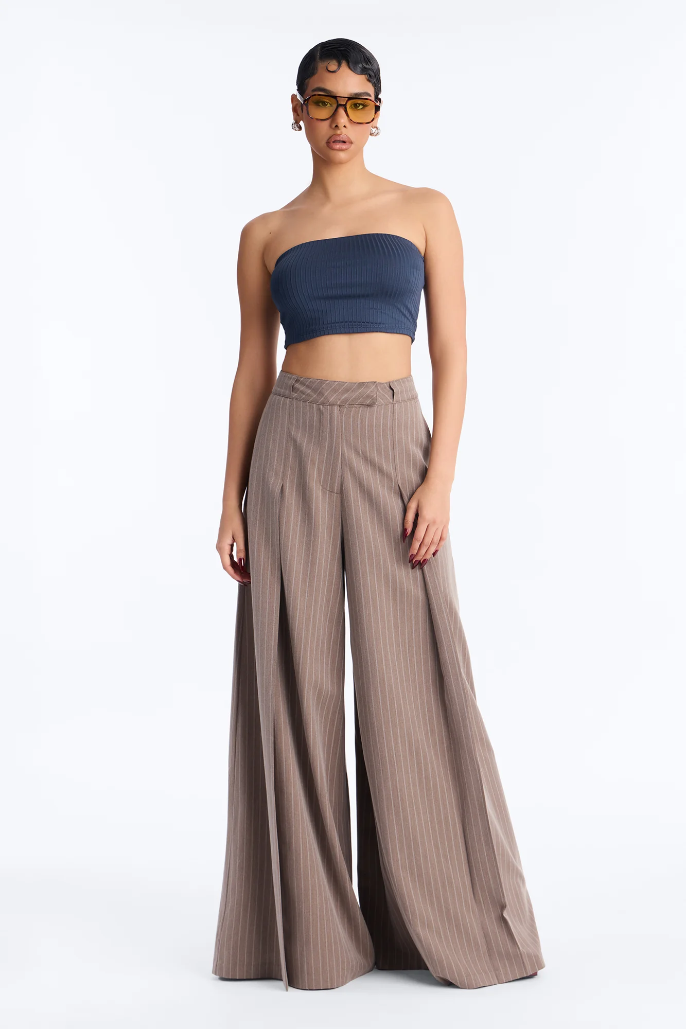 Masha Double Lined Ribbed Tube Top - Navy - Image 2