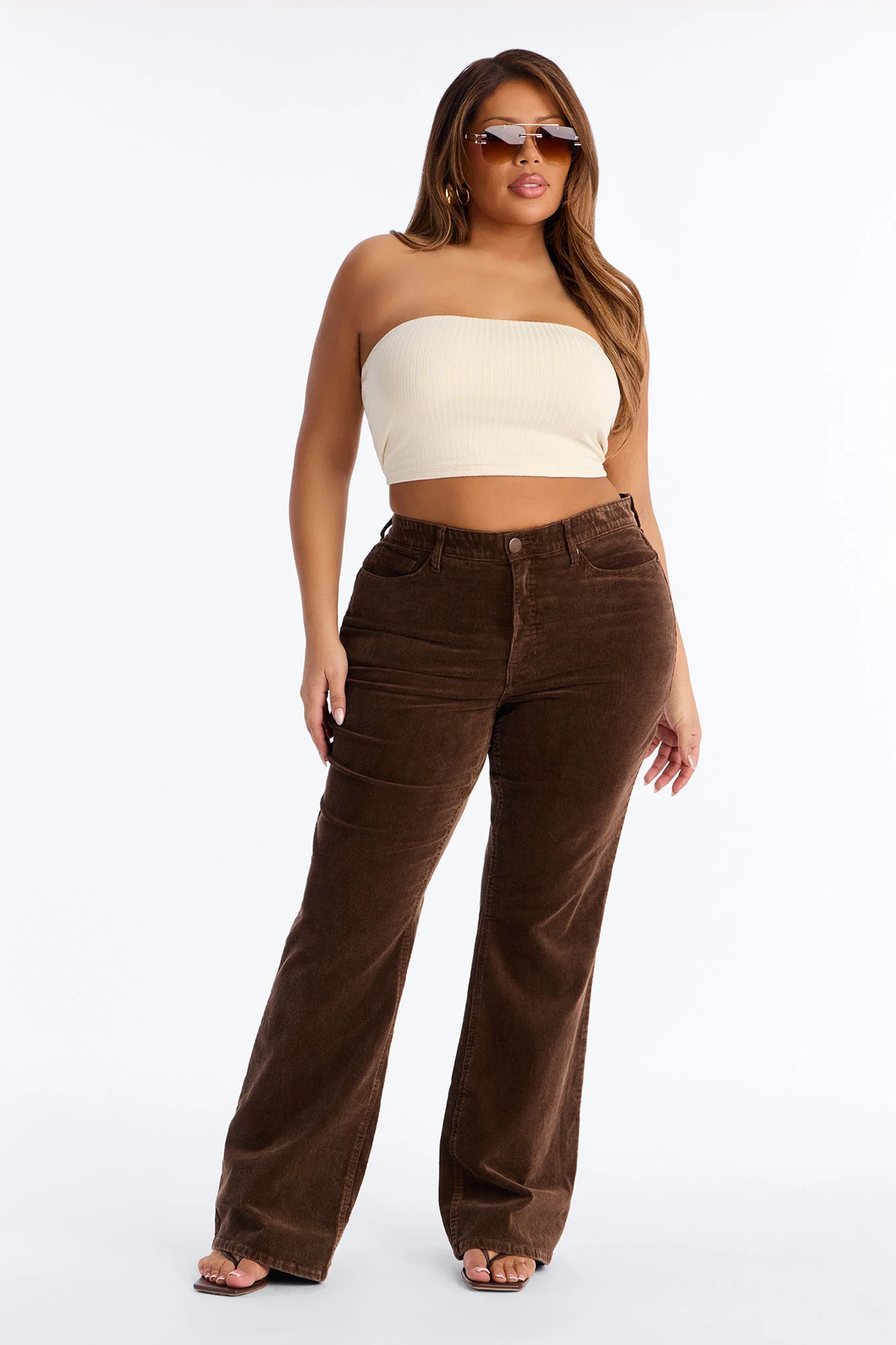 Masha Double Lined Ribbed Tube Top - Stone - Image 5