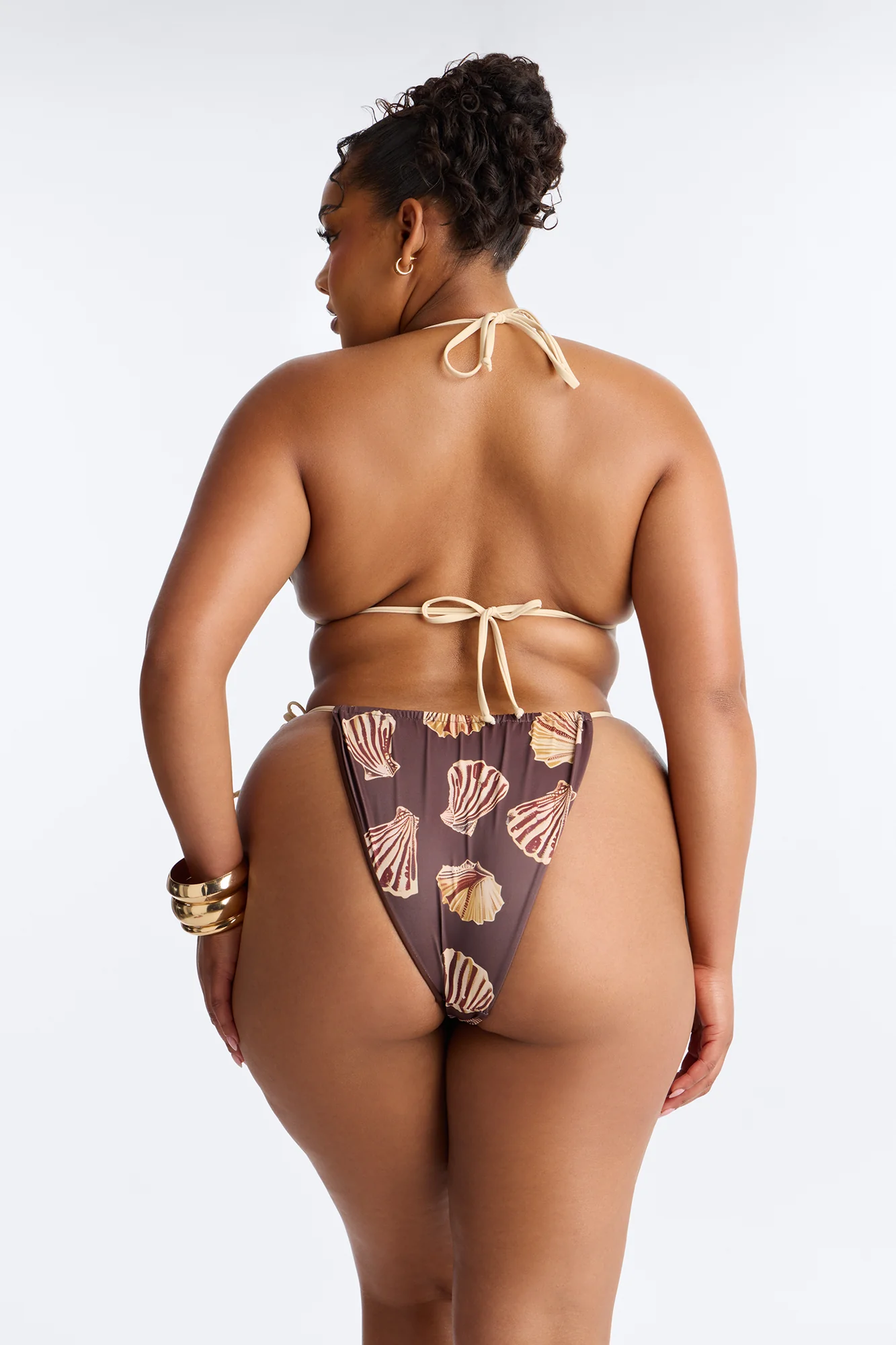 Match My Energy 2 Piece Shell Print Triangle Bikini Set - Brown/combo - Image 6