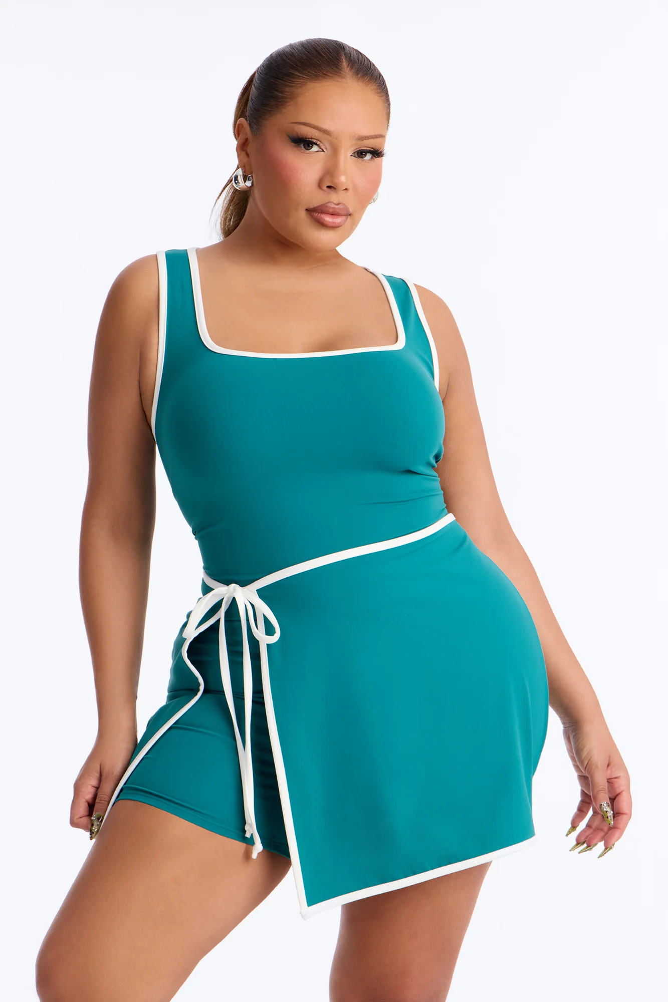 Match Point Tie Waist Romper - Hunter - Image 6