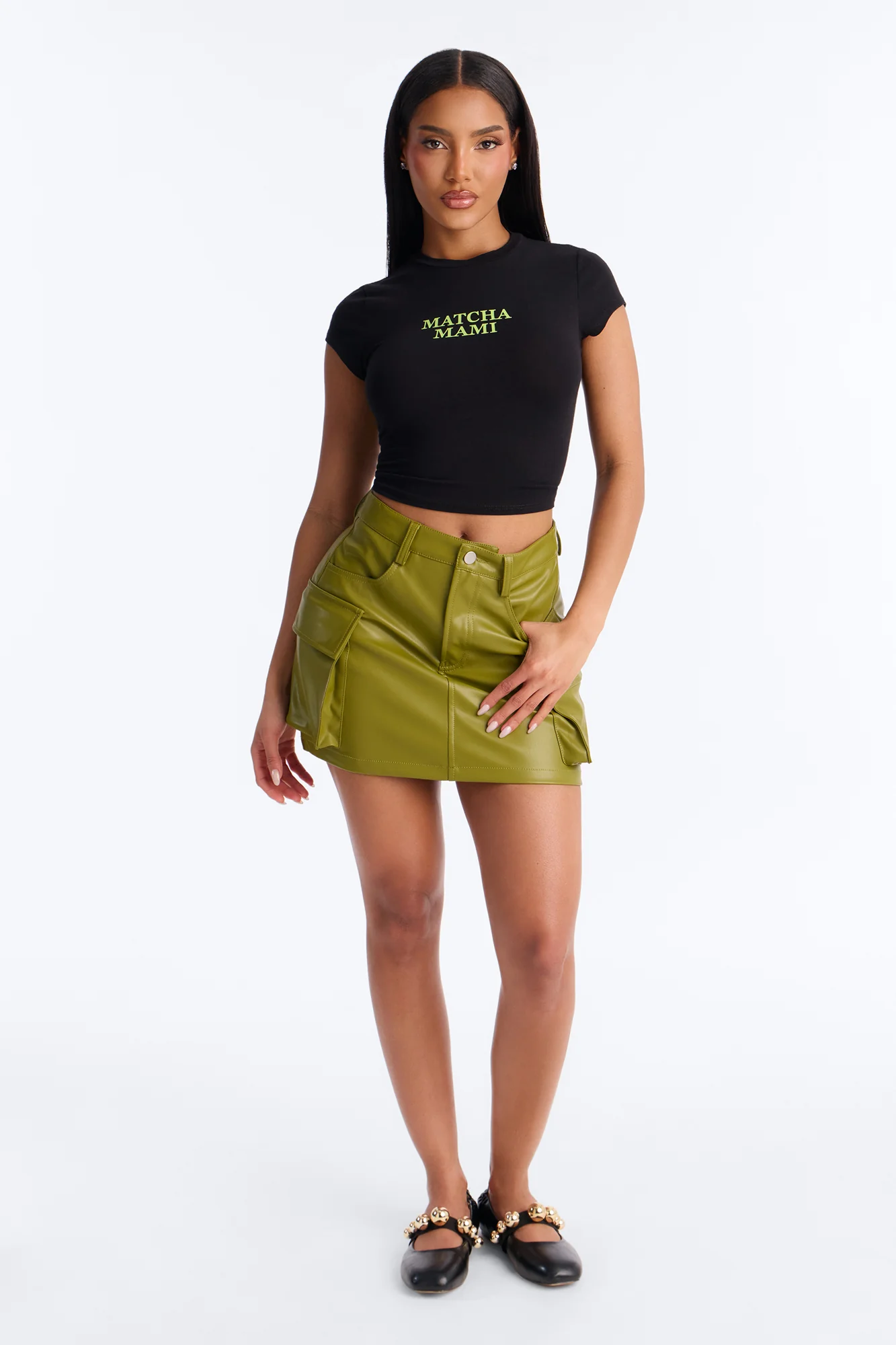 Matcha Babe Baby Tee - Black - Image 2