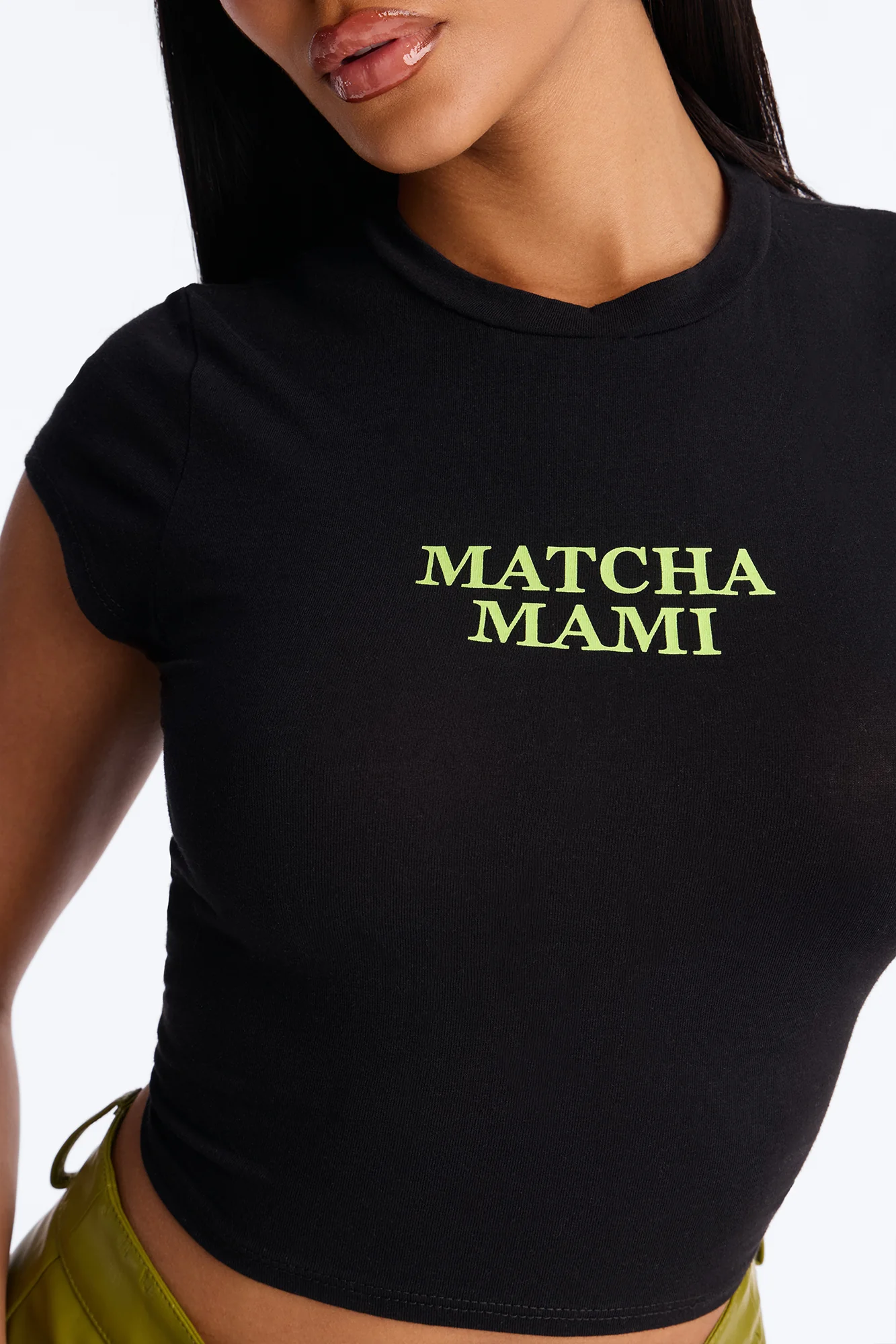 Matcha Babe Baby Tee - Black - Image 3