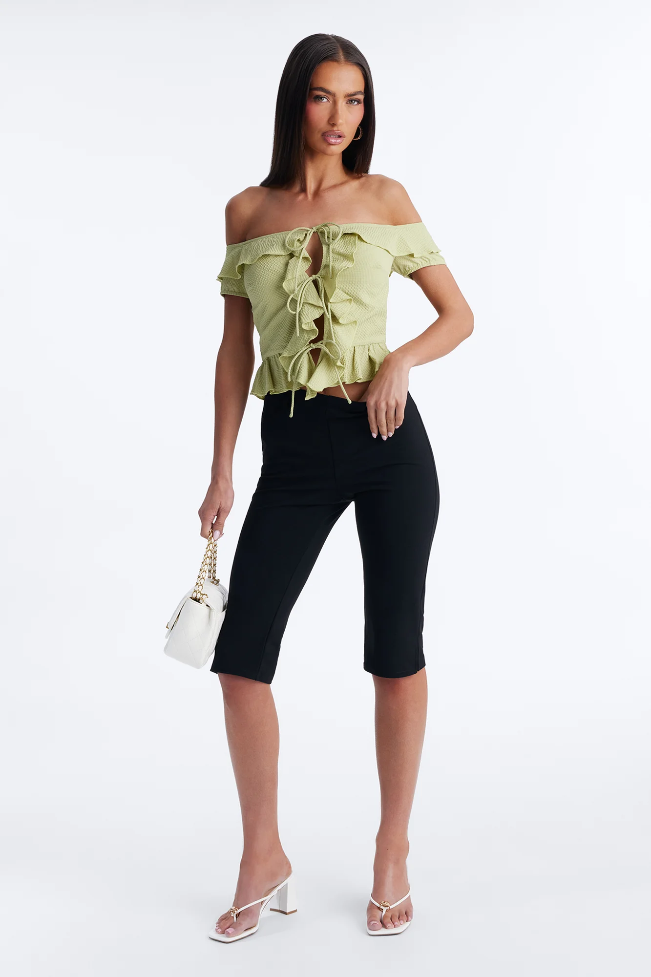 Matcha Girly Ruffle Flyaway Top - Sage - Image 2