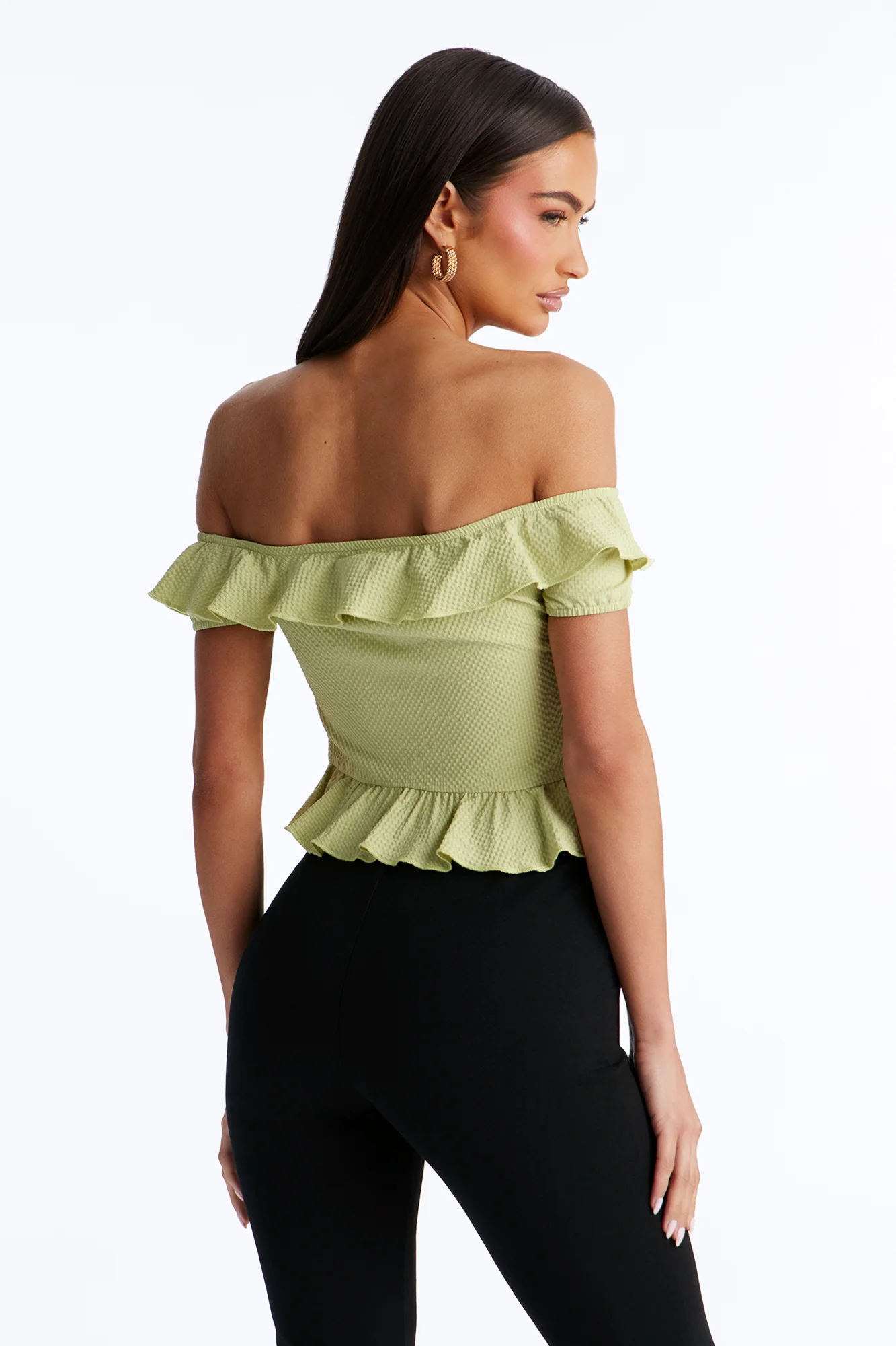 Matcha Girly Ruffle Flyaway Top - Sage - Image 4