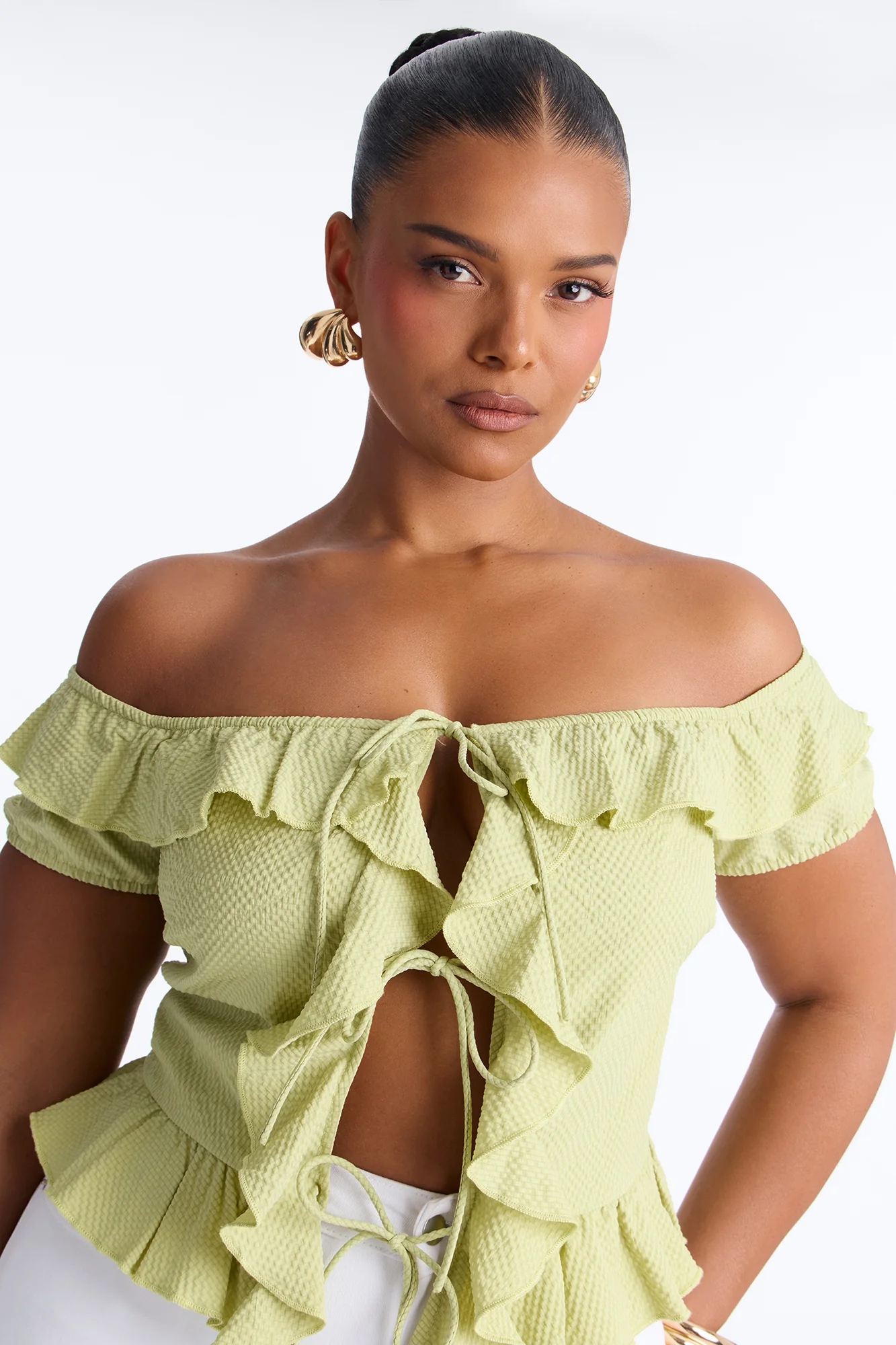 Matcha Girly Ruffle Flyaway Top - Sage - Image 7