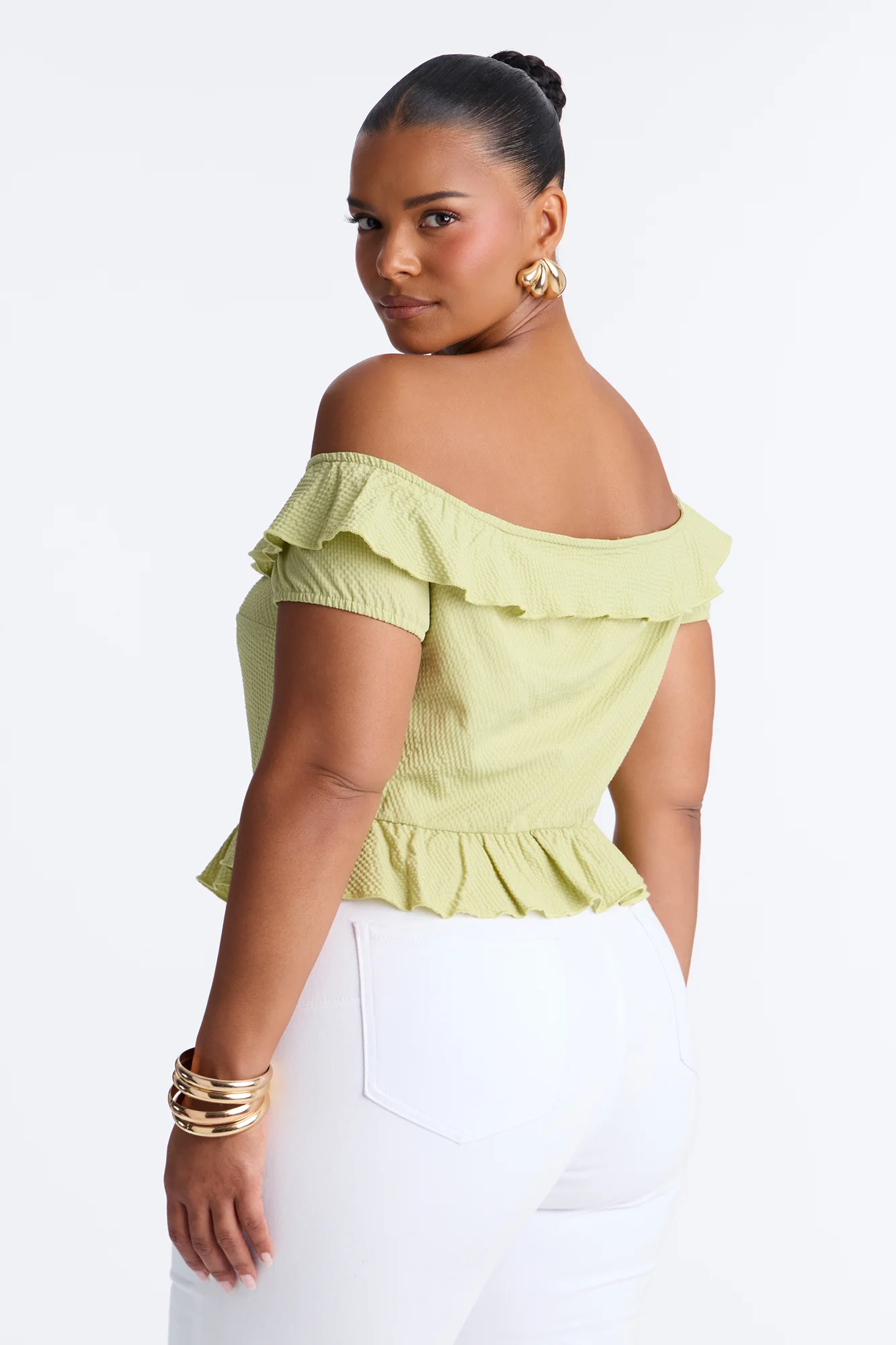Matcha Girly Ruffle Flyaway Top - Sage - Image 8
