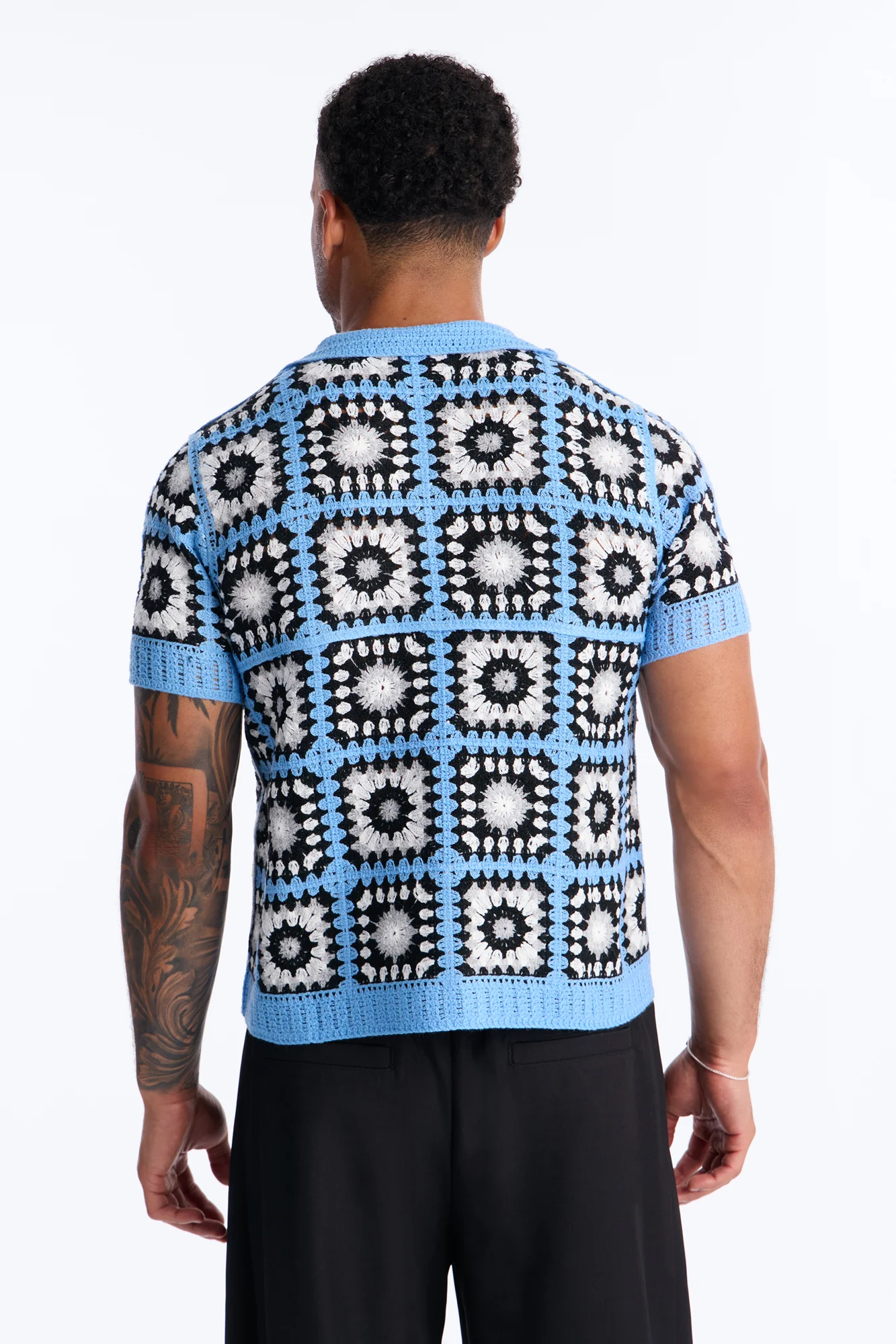 Matrix Power Crochet Johnny Collar Polo - Blue - Image 4