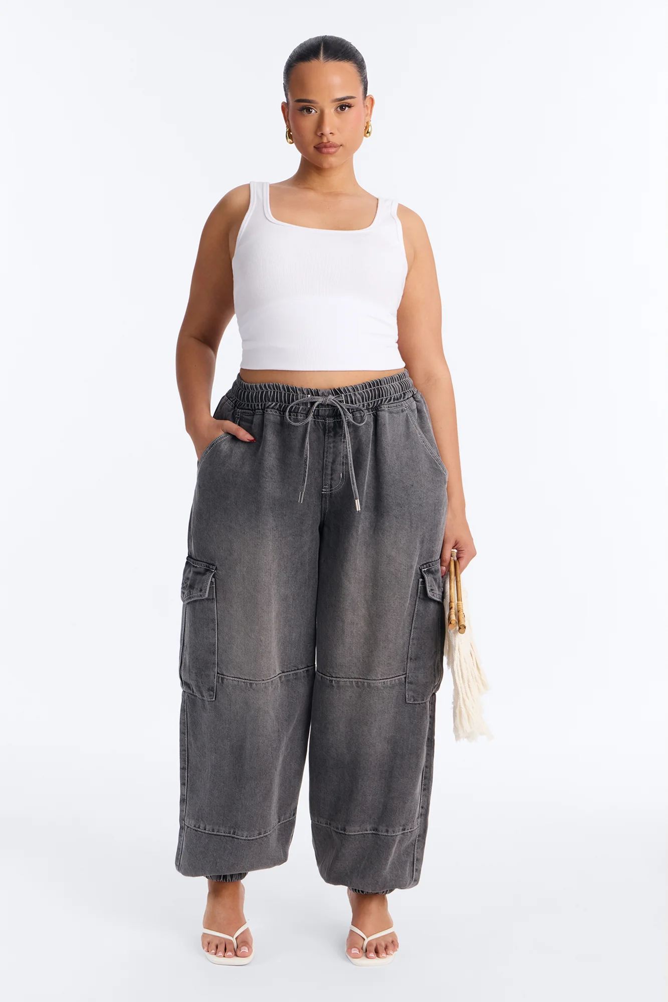 Maui Baggy Cargo Jogger Jeans - Dark Grey - Image 5