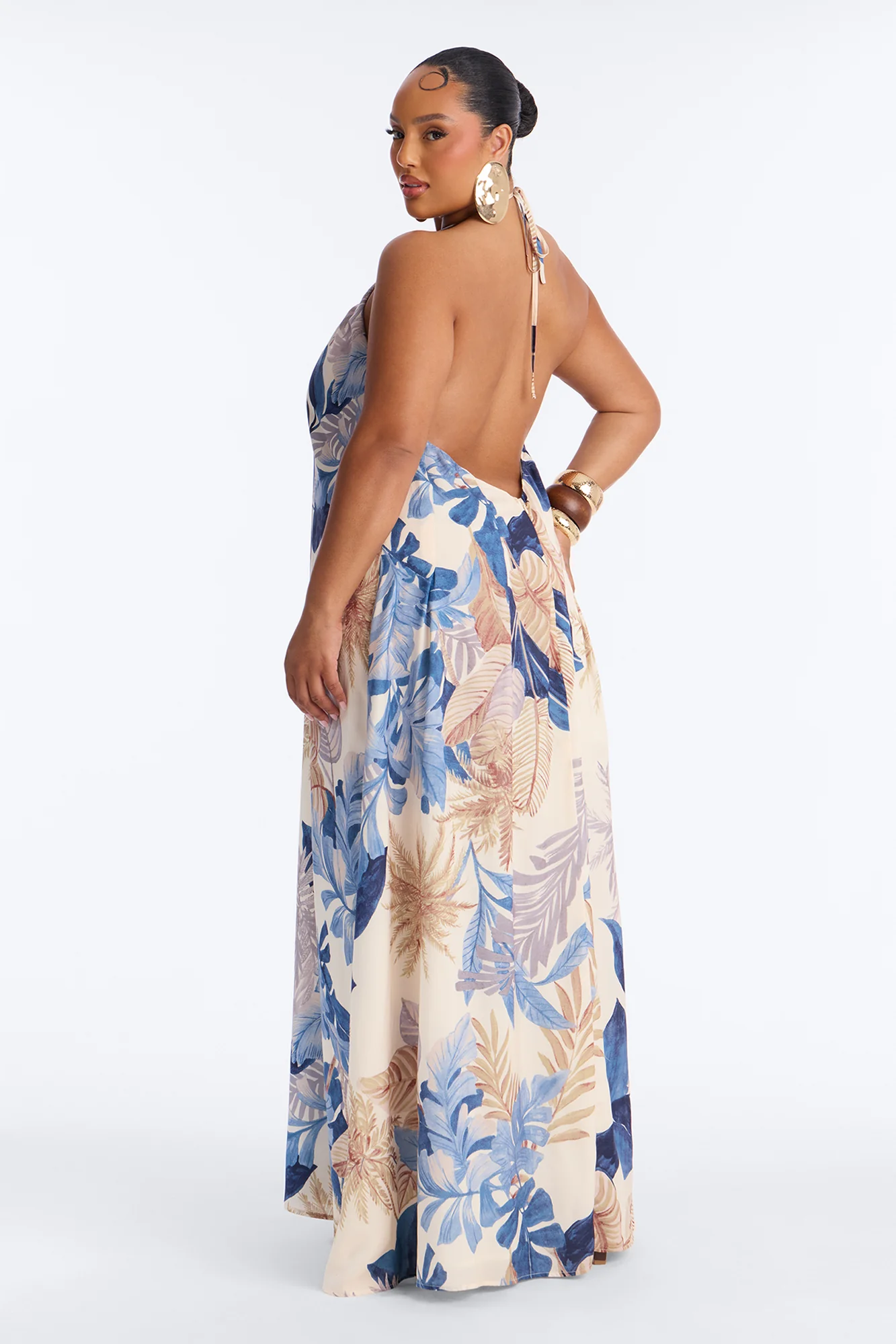 Maui Tropical Keyhole Maxi Dress - Blue/combo - Image 8